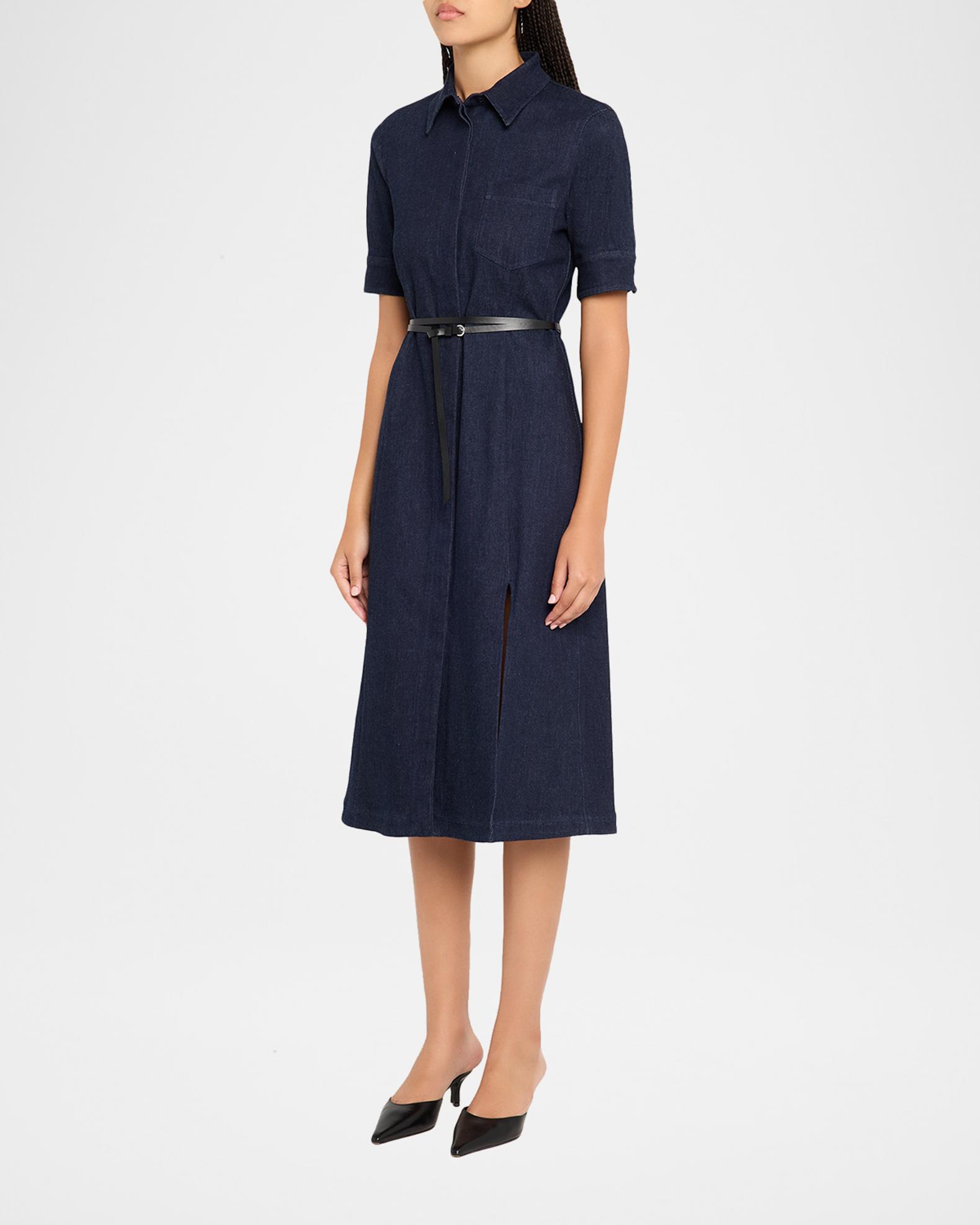 altuzarra leather dress Women's Kieran Denim Midi-Shirtdress - Berry Blue group_size:standard:cascade-wrap-dress-l13915-black