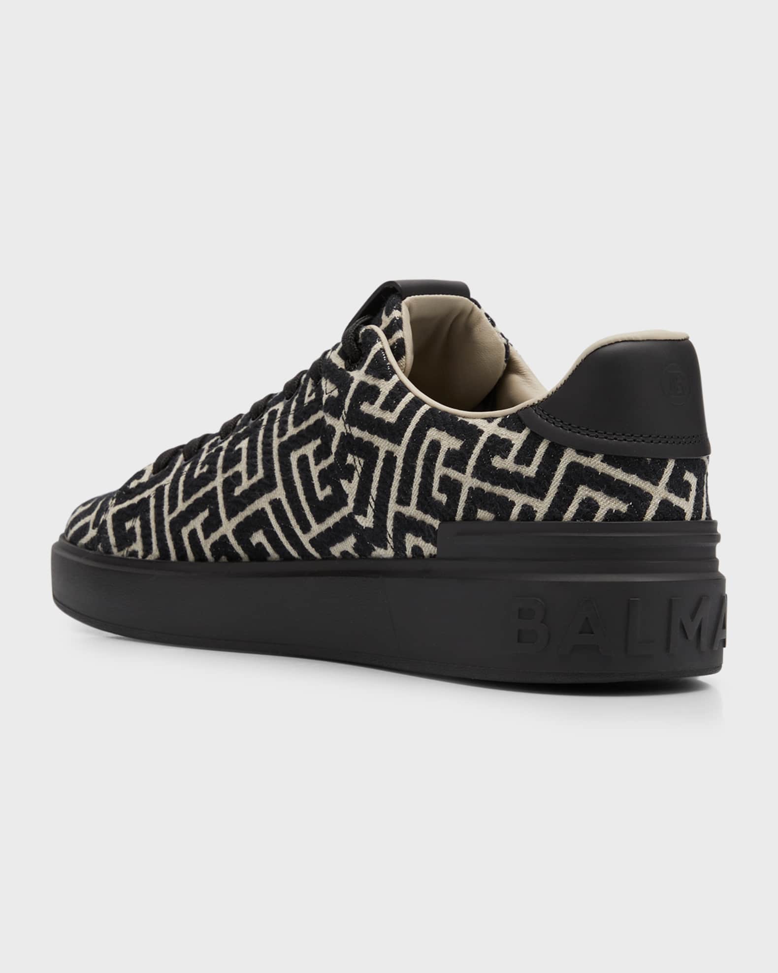 Balmain Men's B-Court Gradient Sole Leather Low-Top Sneakers