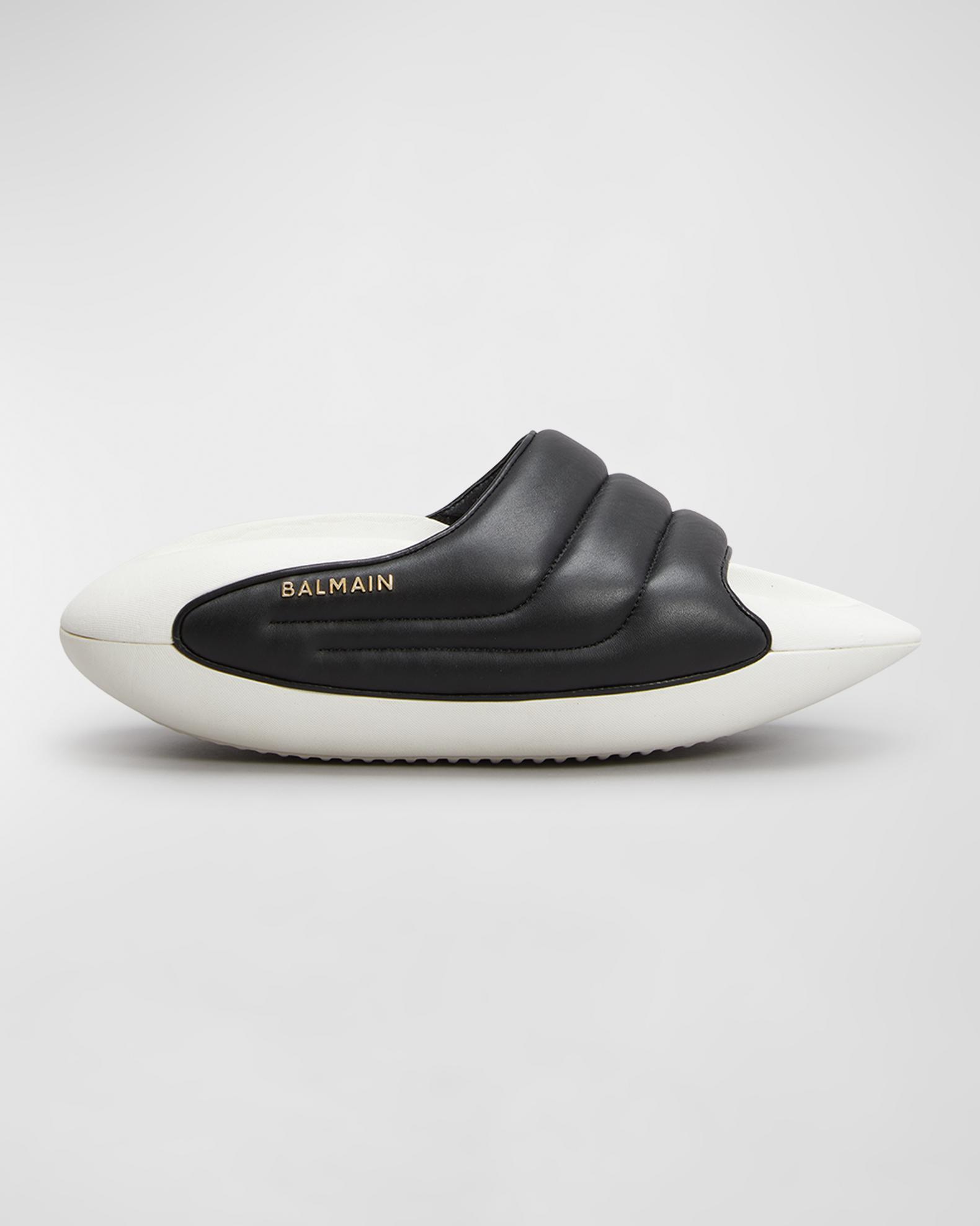 Balmain Men's B-It Quilted Leather Slides | Neiman Marcus