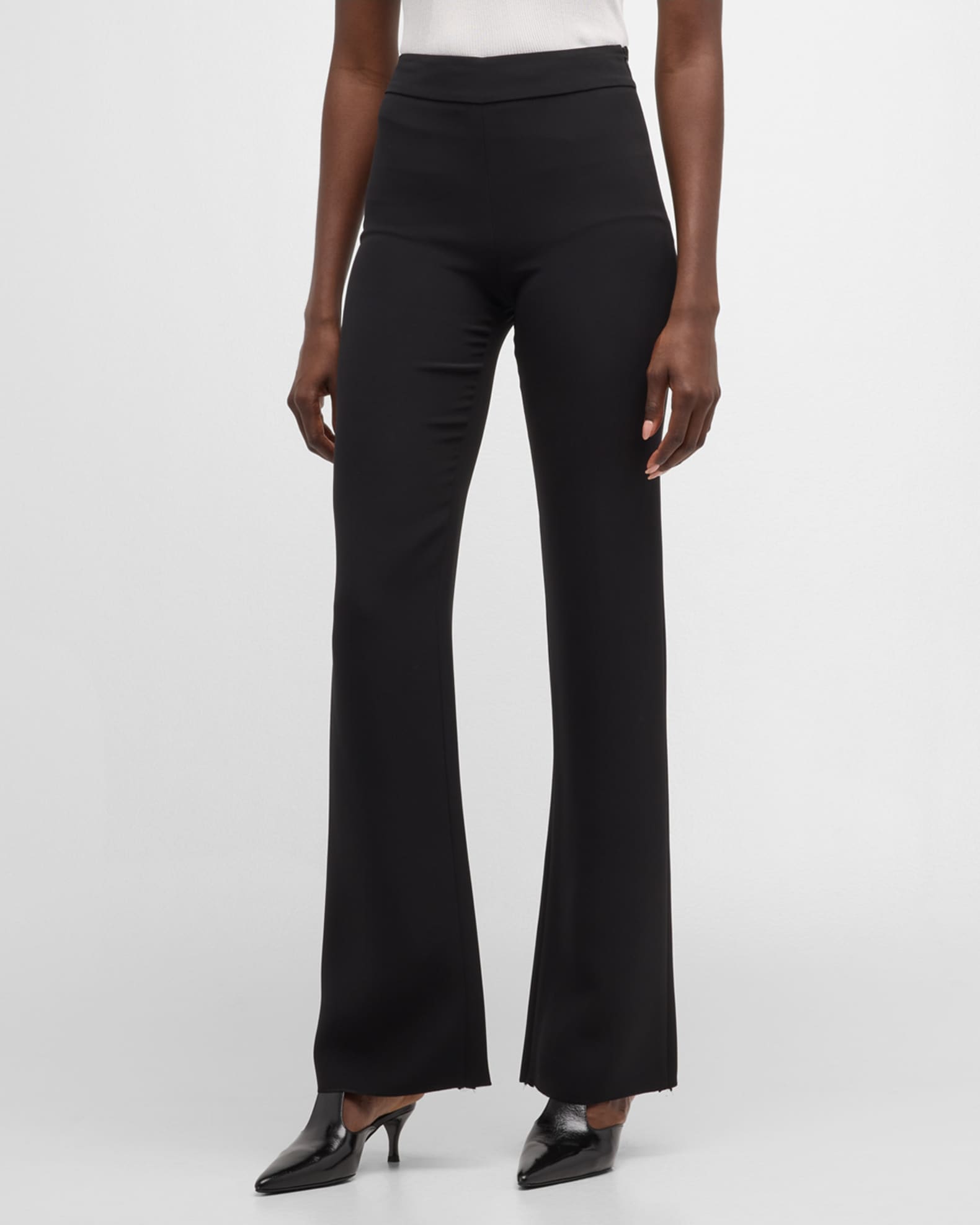 Giorgio Armani Black Cady Straight Leg Pants