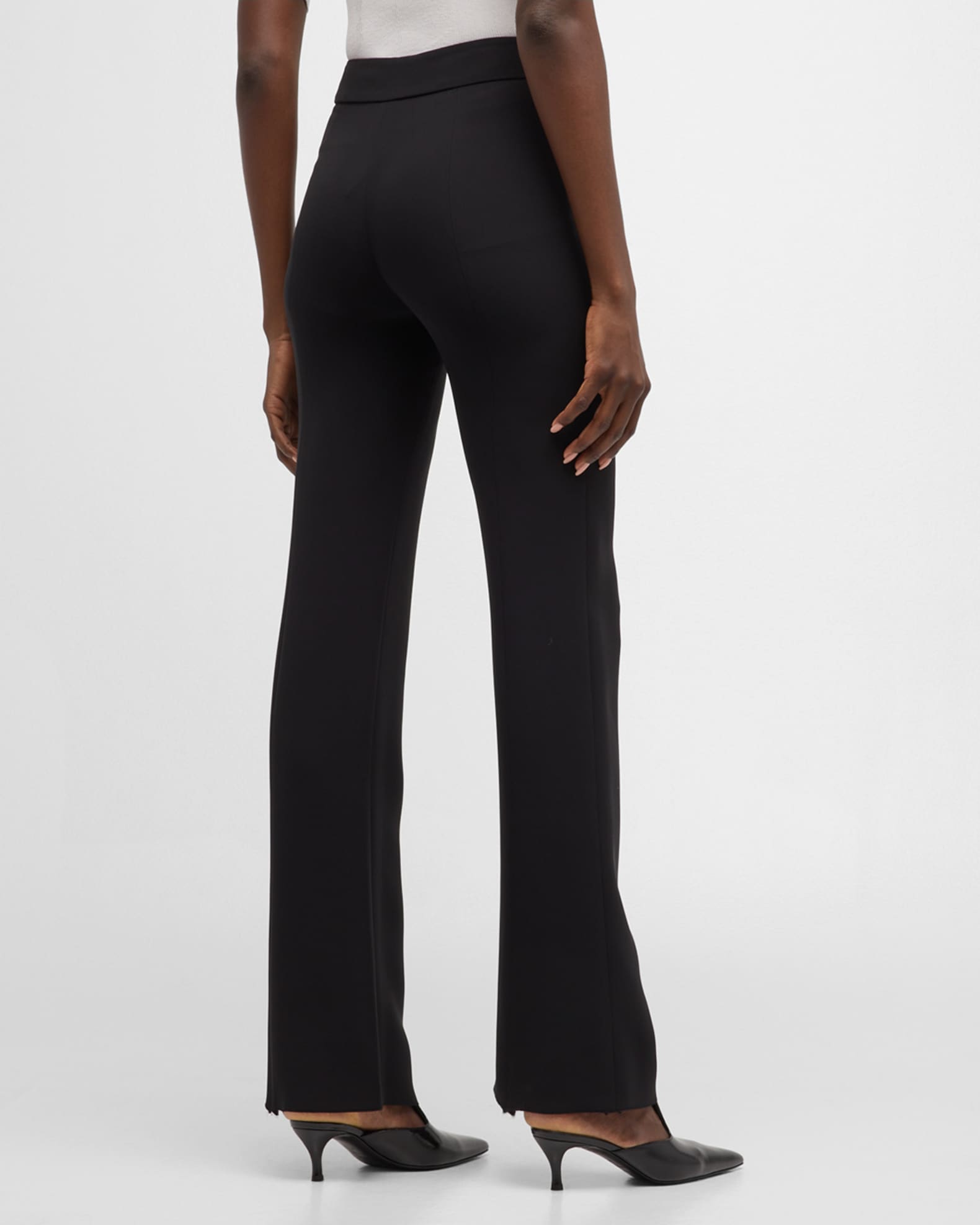 Giorgio Armani Black Cady Straight-Leg Pants | Neiman Marcus