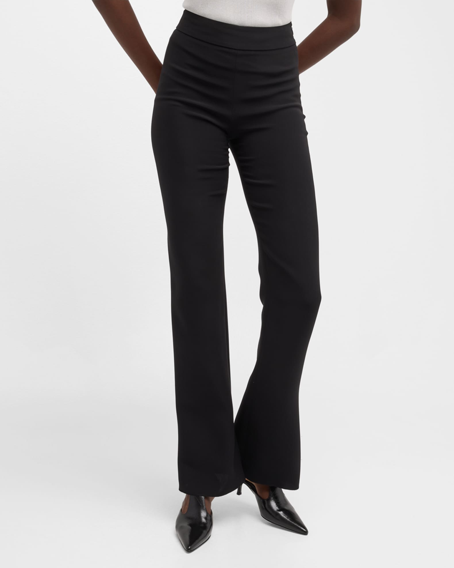 Giorgio Armani Black Cady Straight-Leg Pants | Neiman Marcus