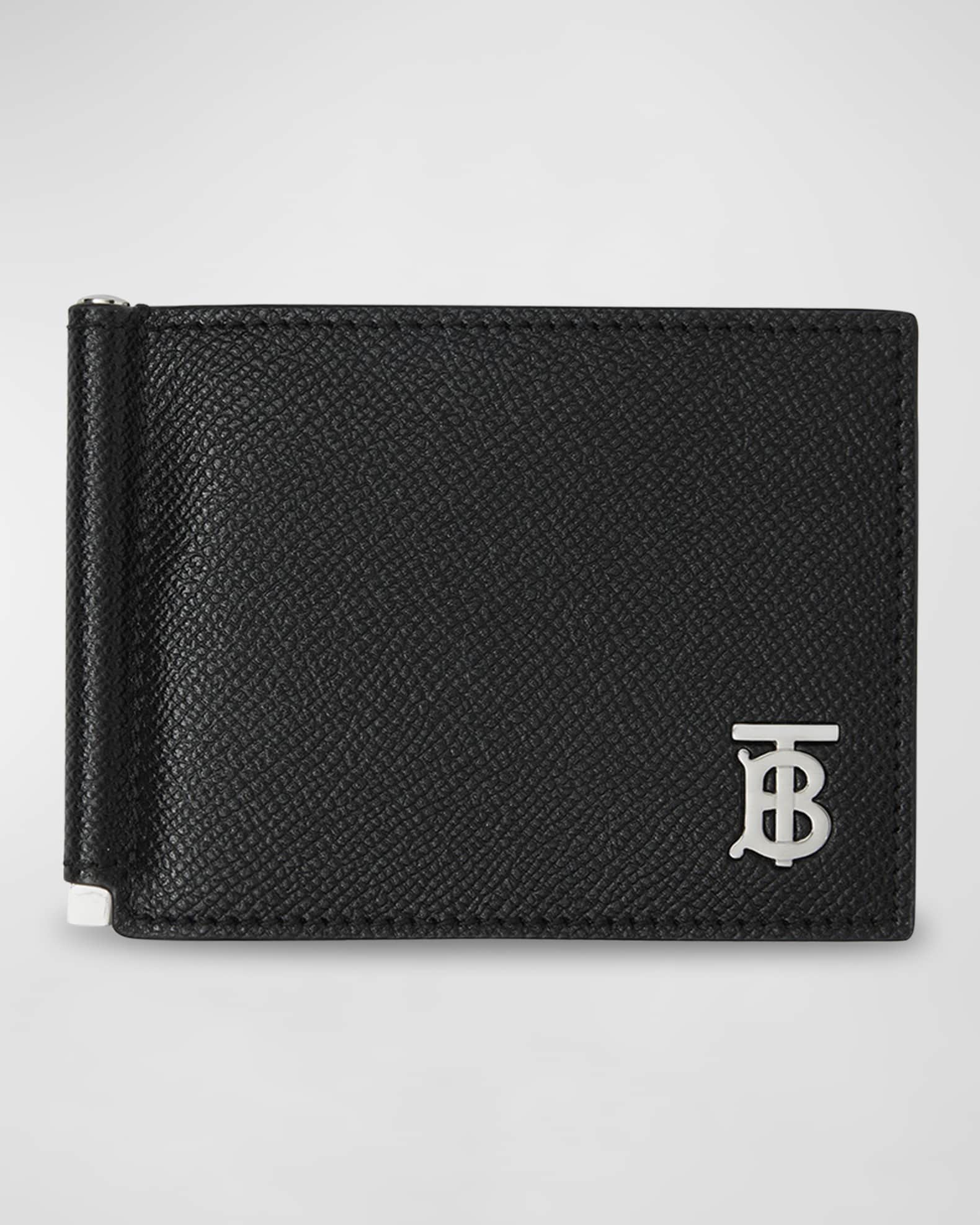 Burberry Grainy Leather TB Bifold Wallet in Black - Men