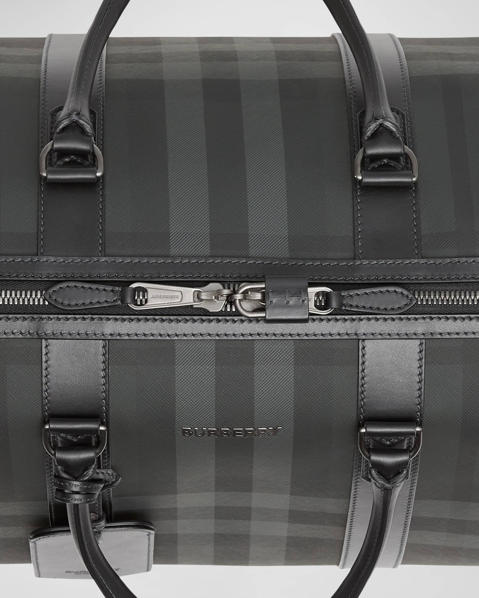 Boston Burberry Check Duffel Bag in Grey - Burberry