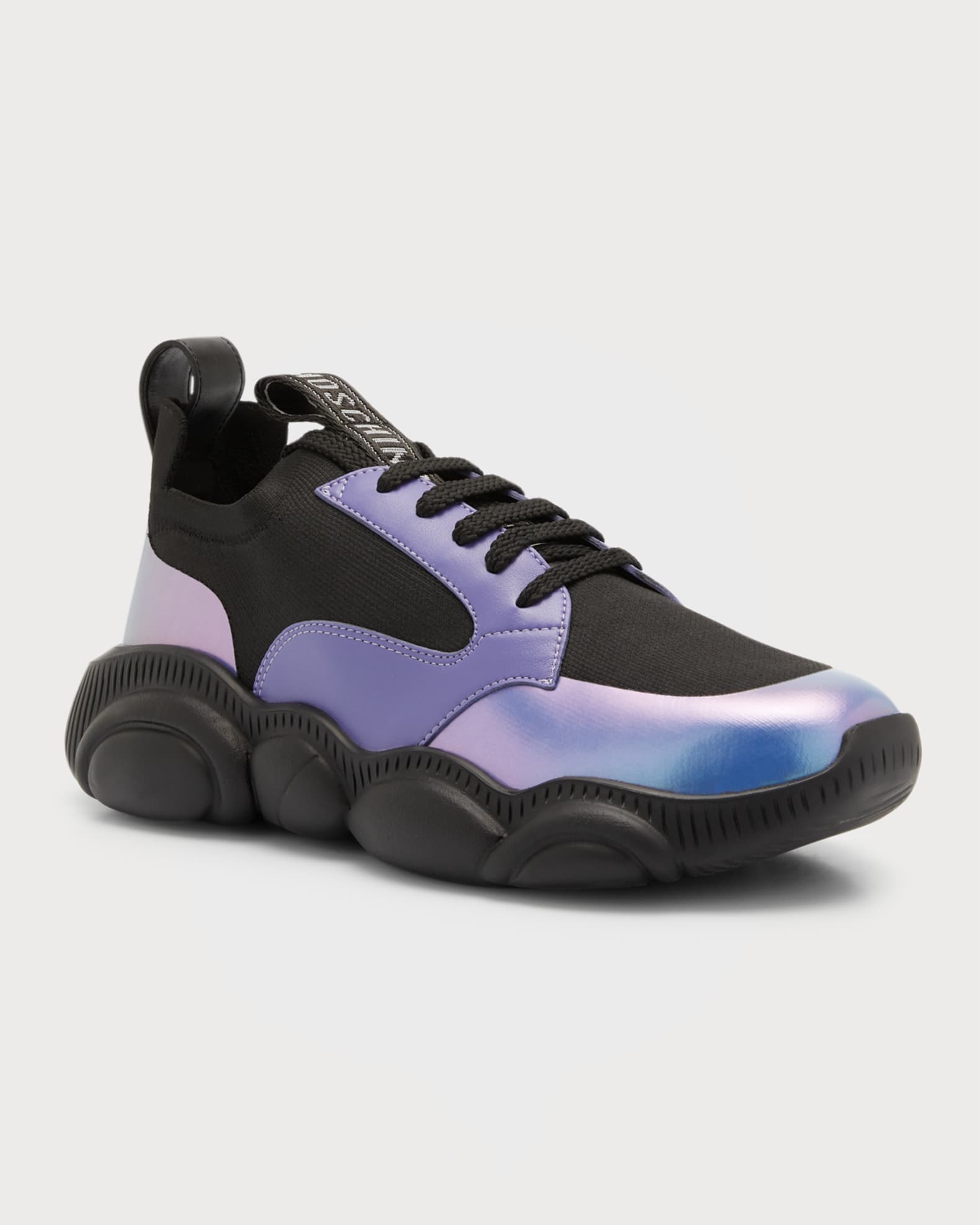 Moschino Men's Teddy Sole Stretch-Knit Sneakers | Neiman Marcus