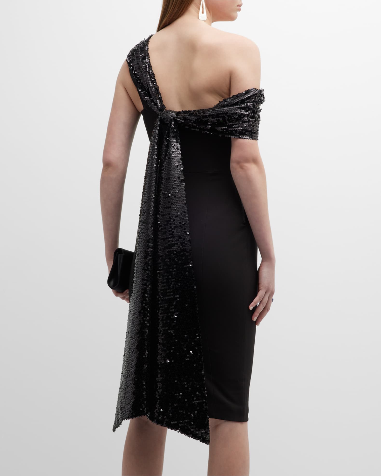 Strapless Feather Trim Slits Midi Bandage Dress