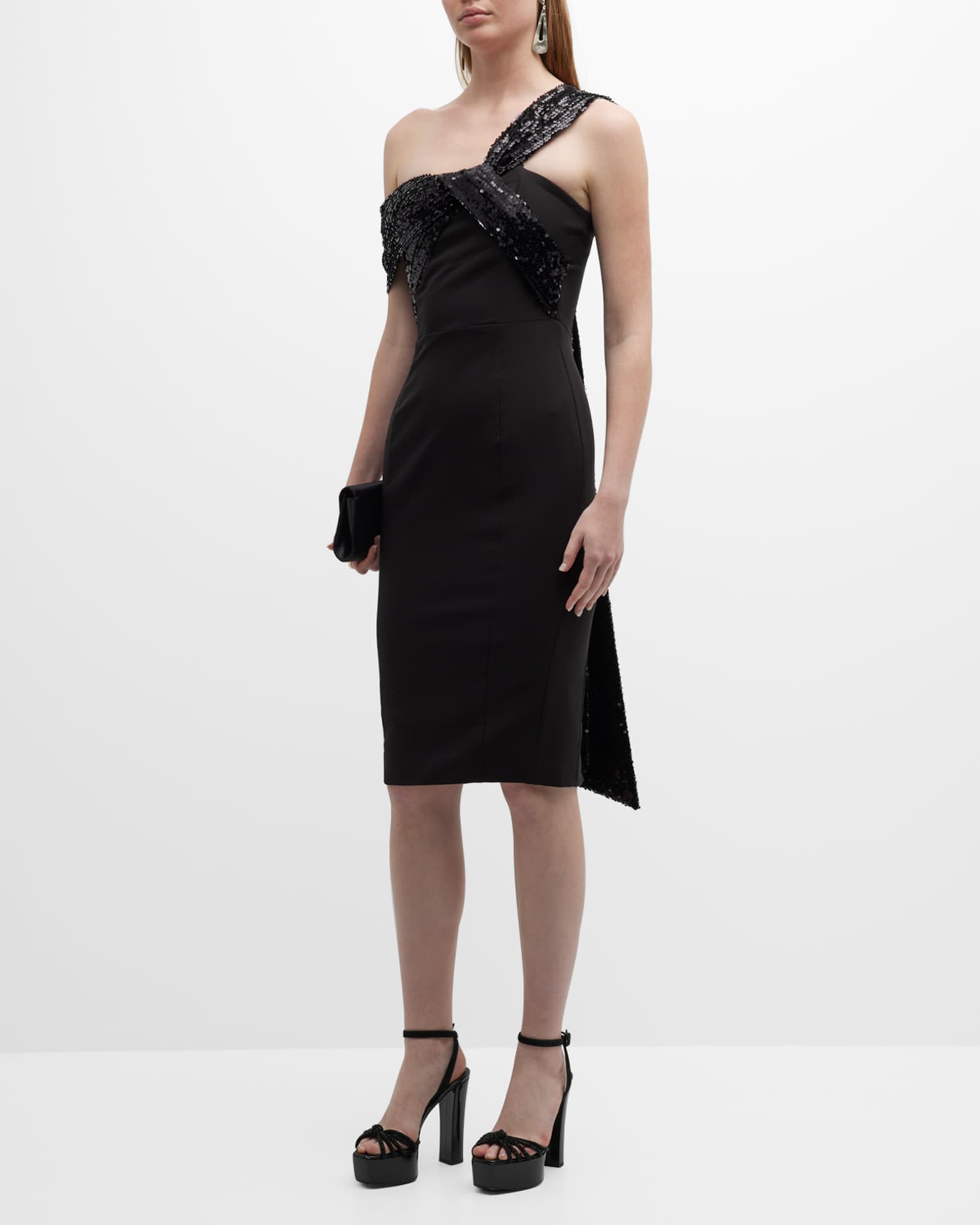 Strapless Feather Trim Slits Midi Bandage Dress main image 1