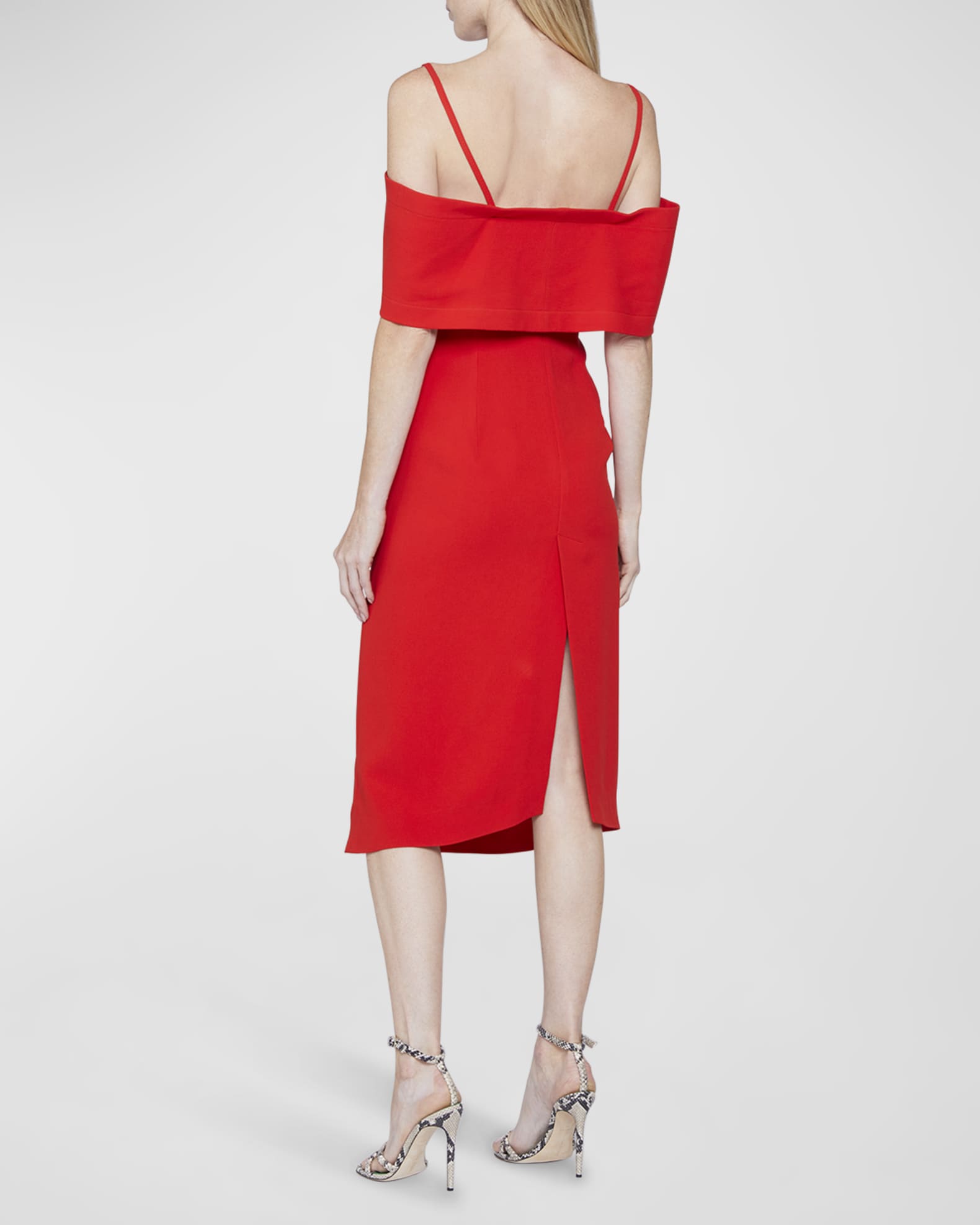 Victoria Beckham ColdShoulder Bandeau Midi Dress Neiman Marcus
