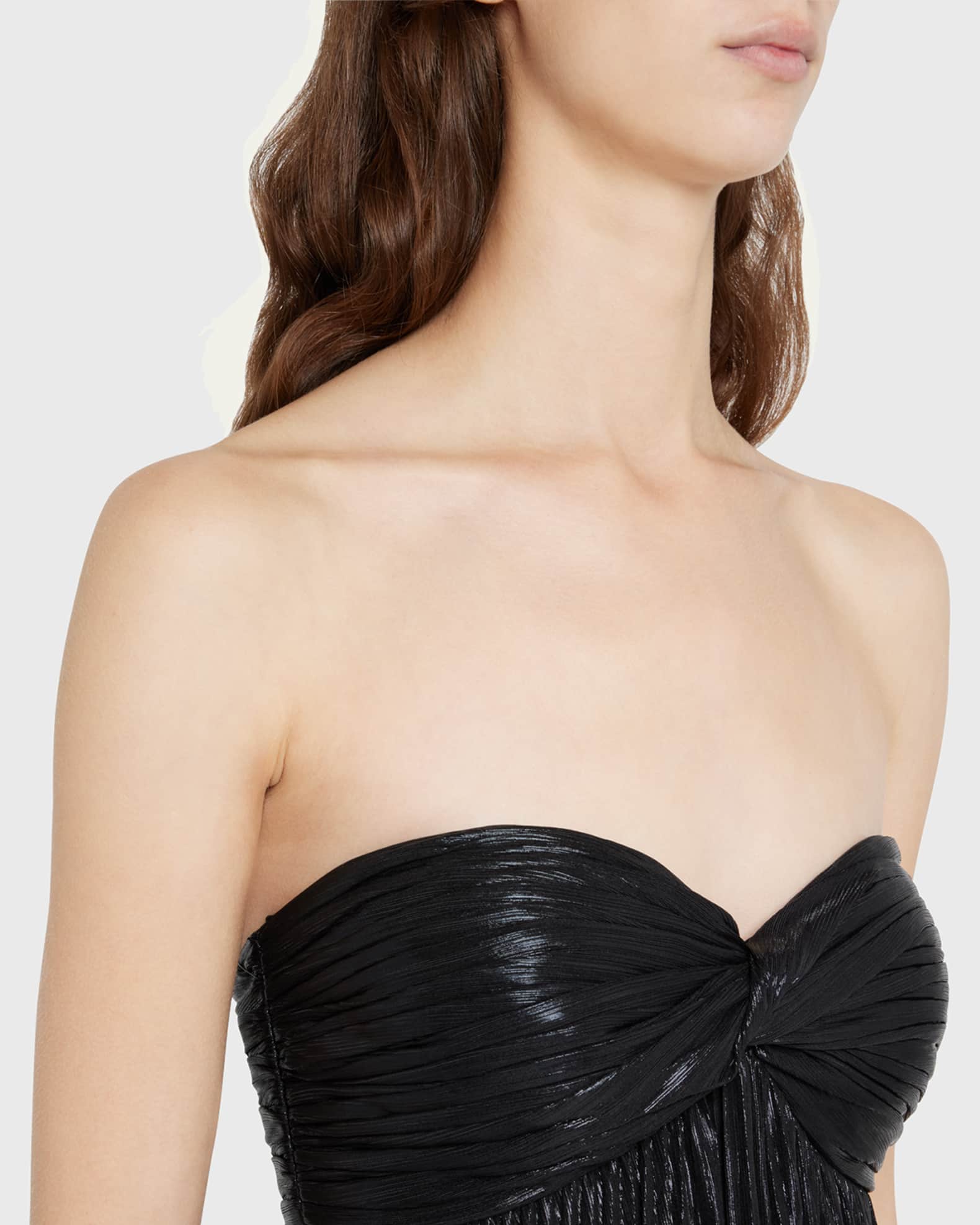 joya strapless sweetheart lam pleated a-line dress from saks fifth Amur Joyceann Strapless Gown