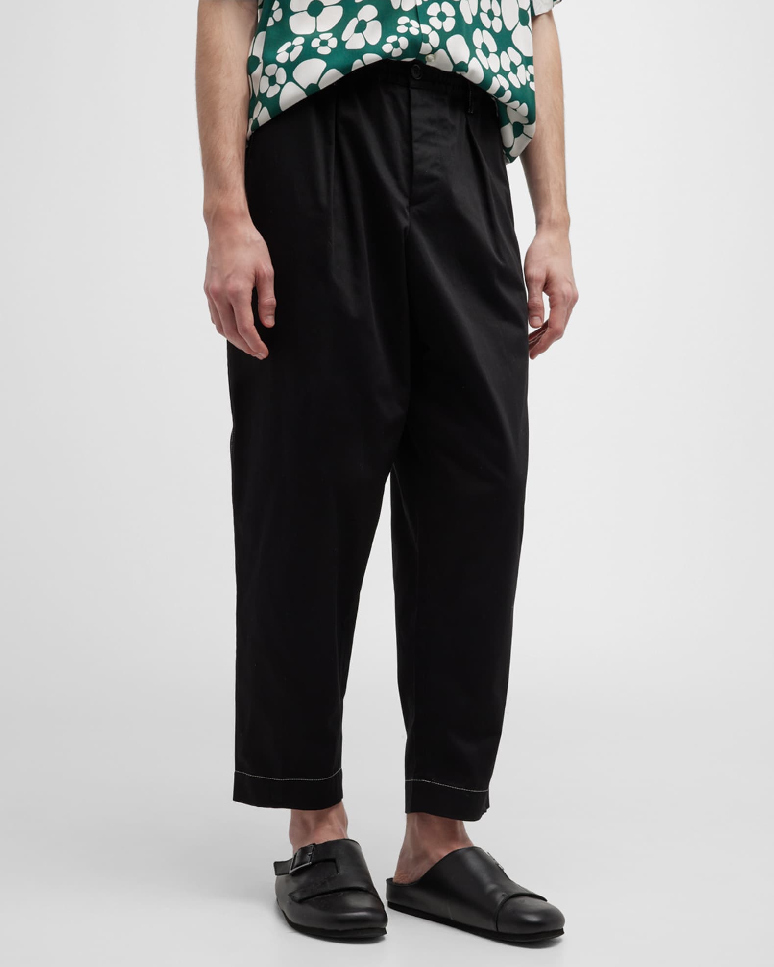 Marni Men's Cropped Pants with Contrast Stitching Neiman Marcus