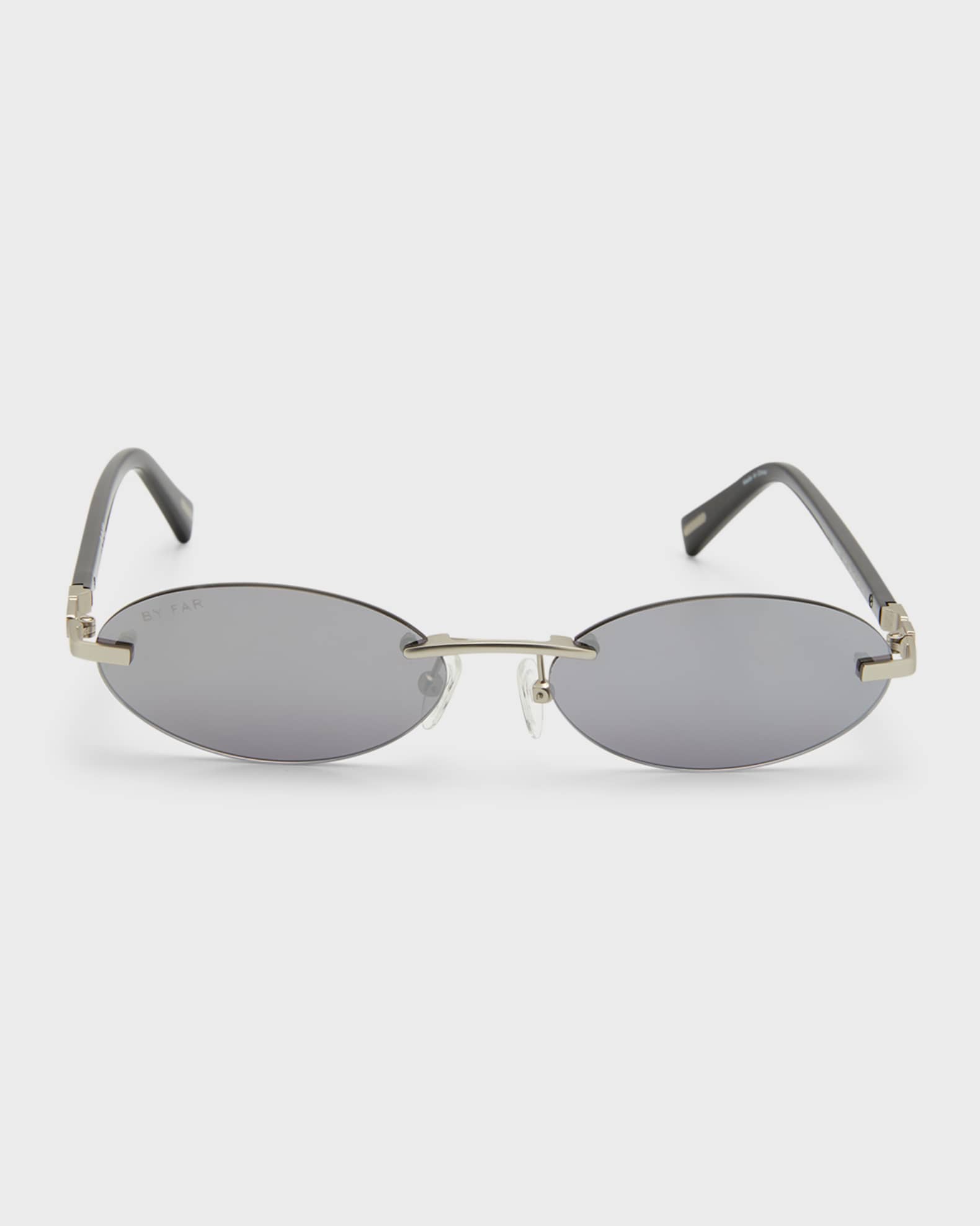 サングラス By Far Sunglasses Texas Matt - l - Silver Tone BY FAR Texas Matt Oval Metal & Acetate Sunglasses | Neiman