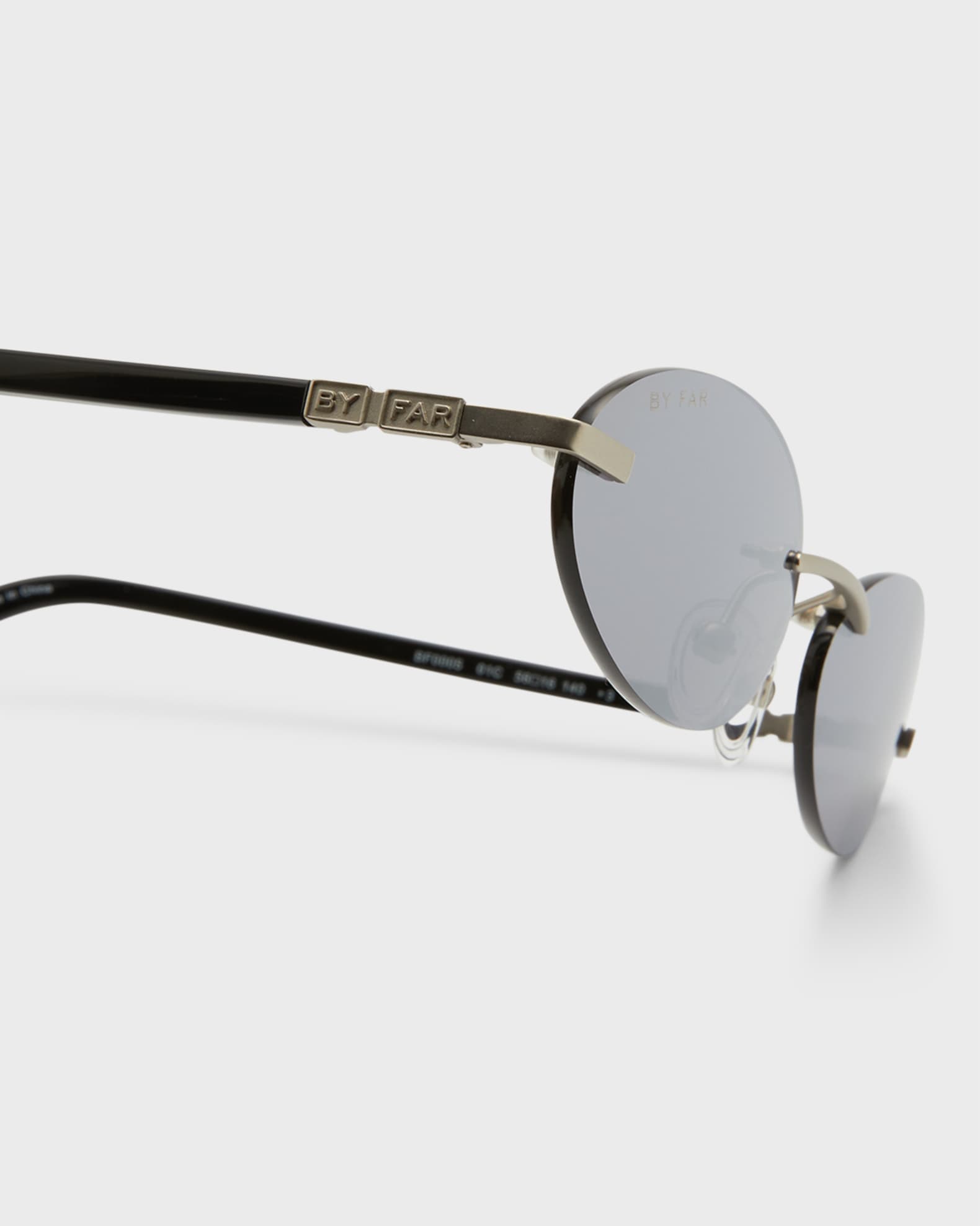 サングラス by FAR Sunglasses Texas Matt - By Far - l - Silver tone BY FAR Texas Matt Oval Metal & Acetate Sunglasses | Neiman