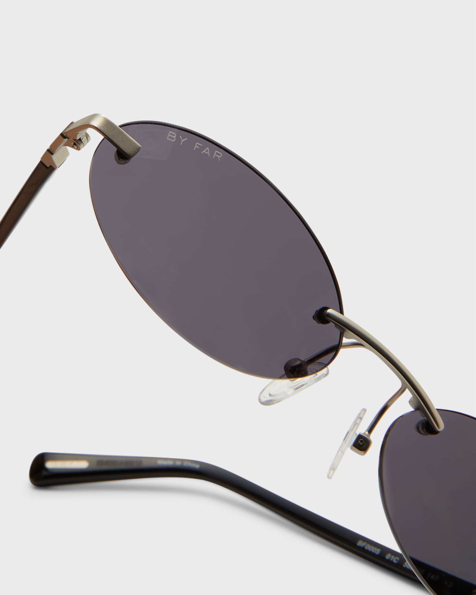サングラス By Far Sunglasses Texas Matt - l - Silver Tone BY FAR Texas Matt Oval Metal & Acetate Sunglasses | Neiman