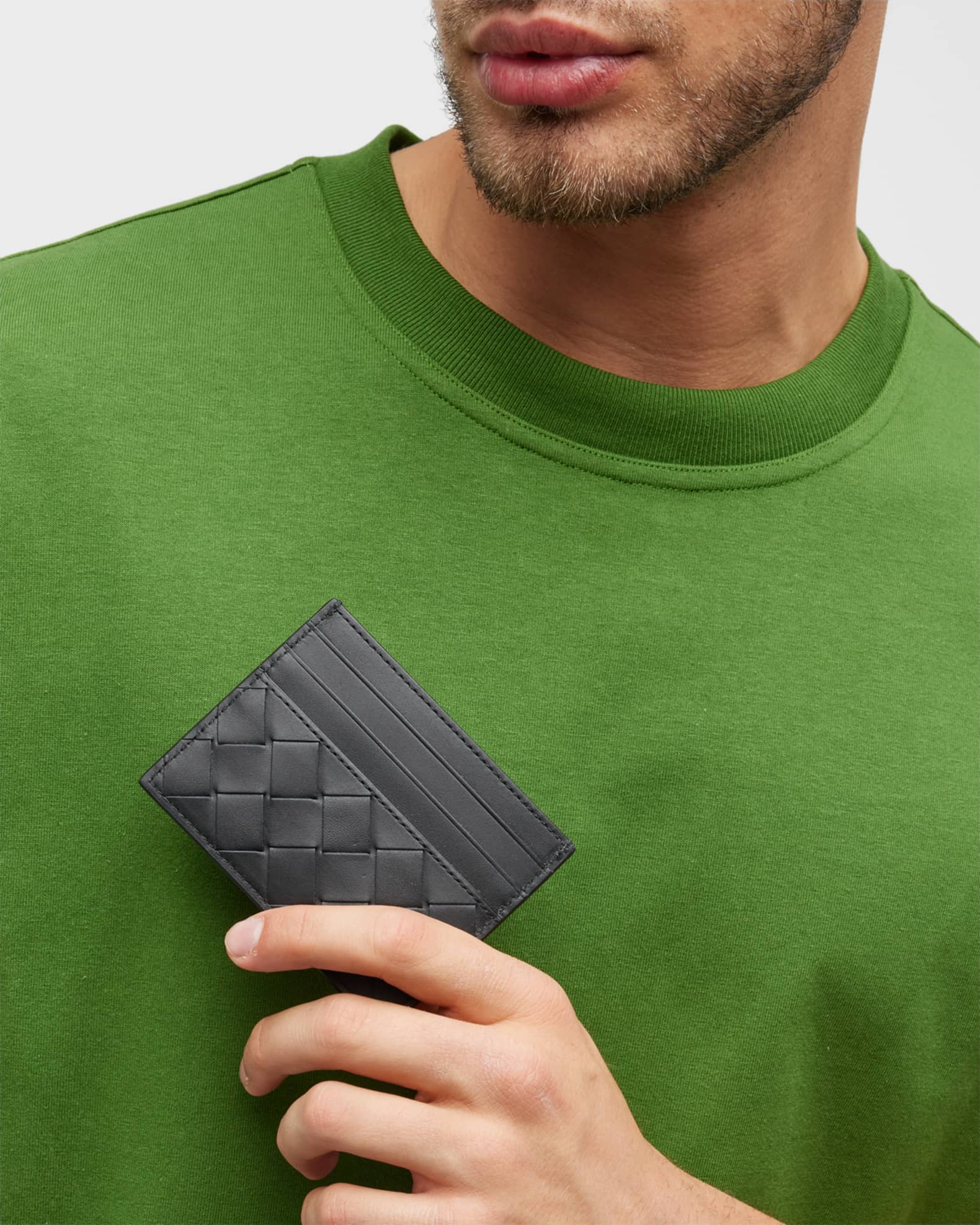 Men's Intrecciato Leather Card Case 1