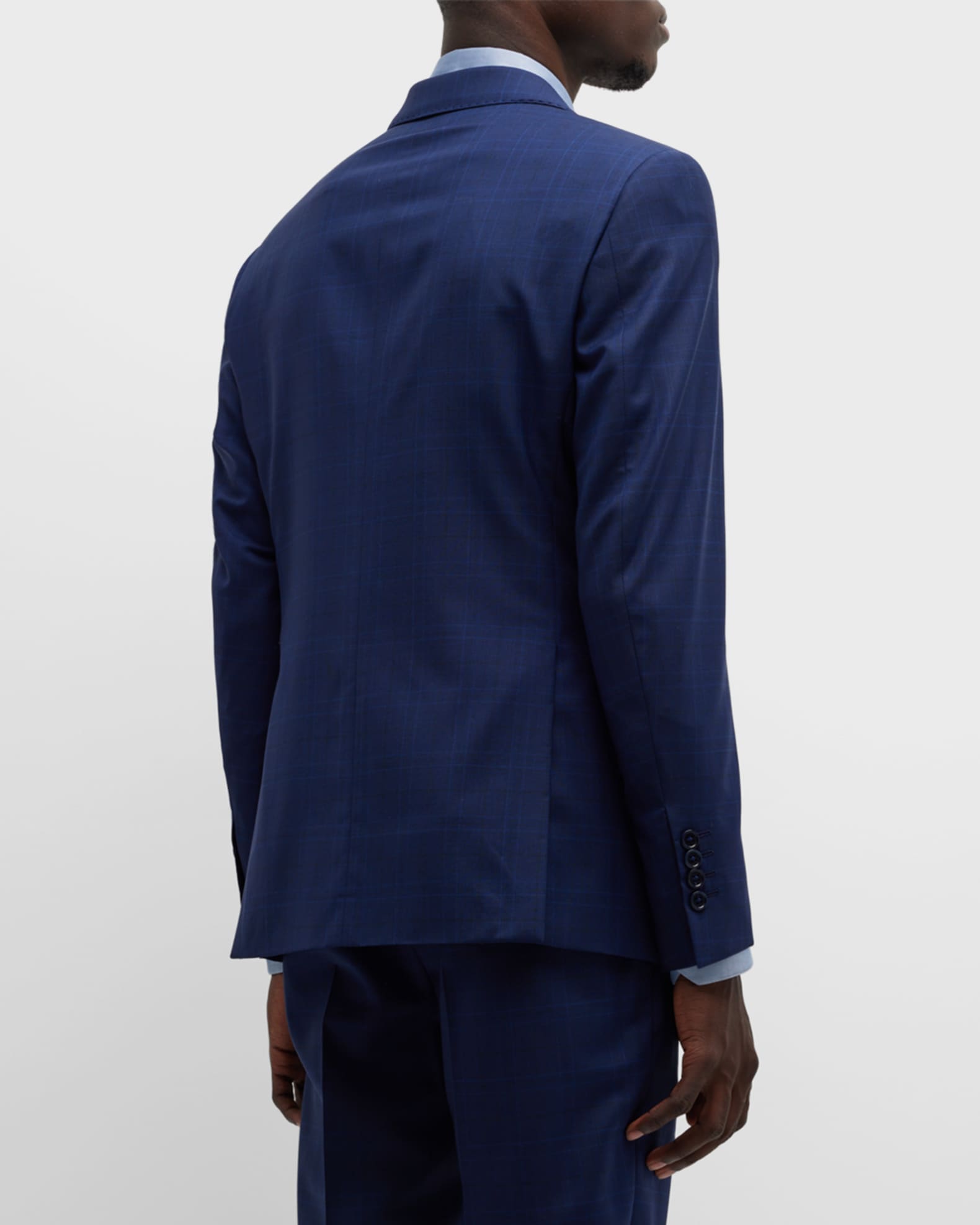 Emporio Armani Men's Windowpane Plaid Wool Suit | Neiman Marcus