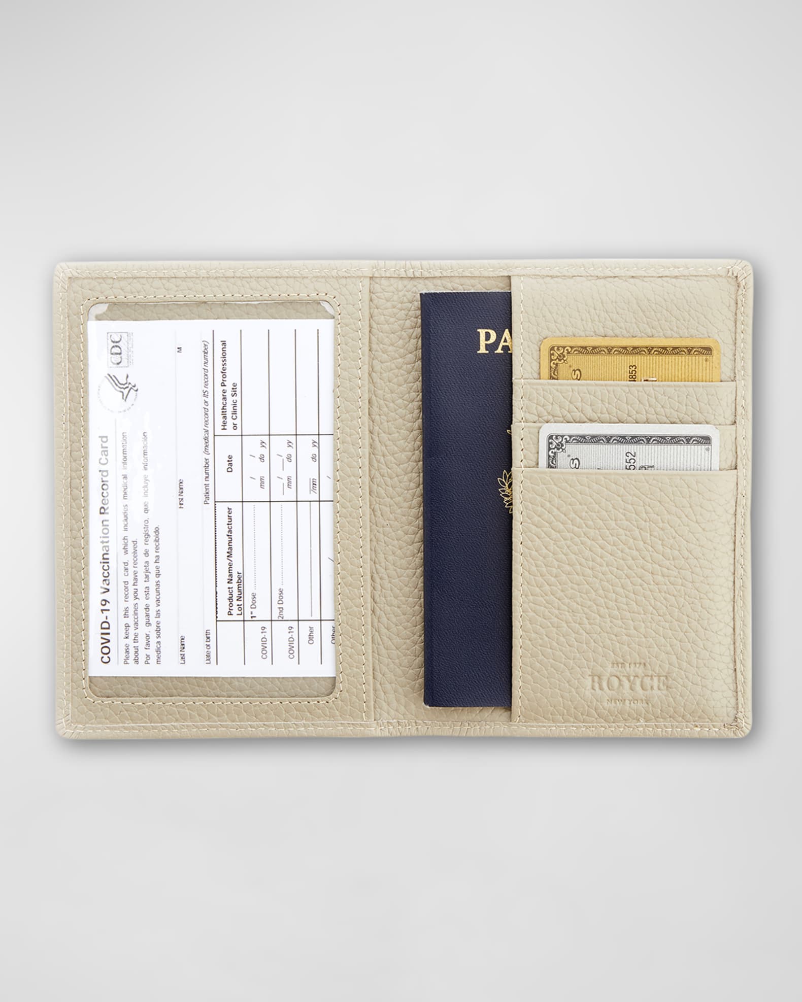 ROYCE New York Personalized Leather RFIDBlocking Passport Case