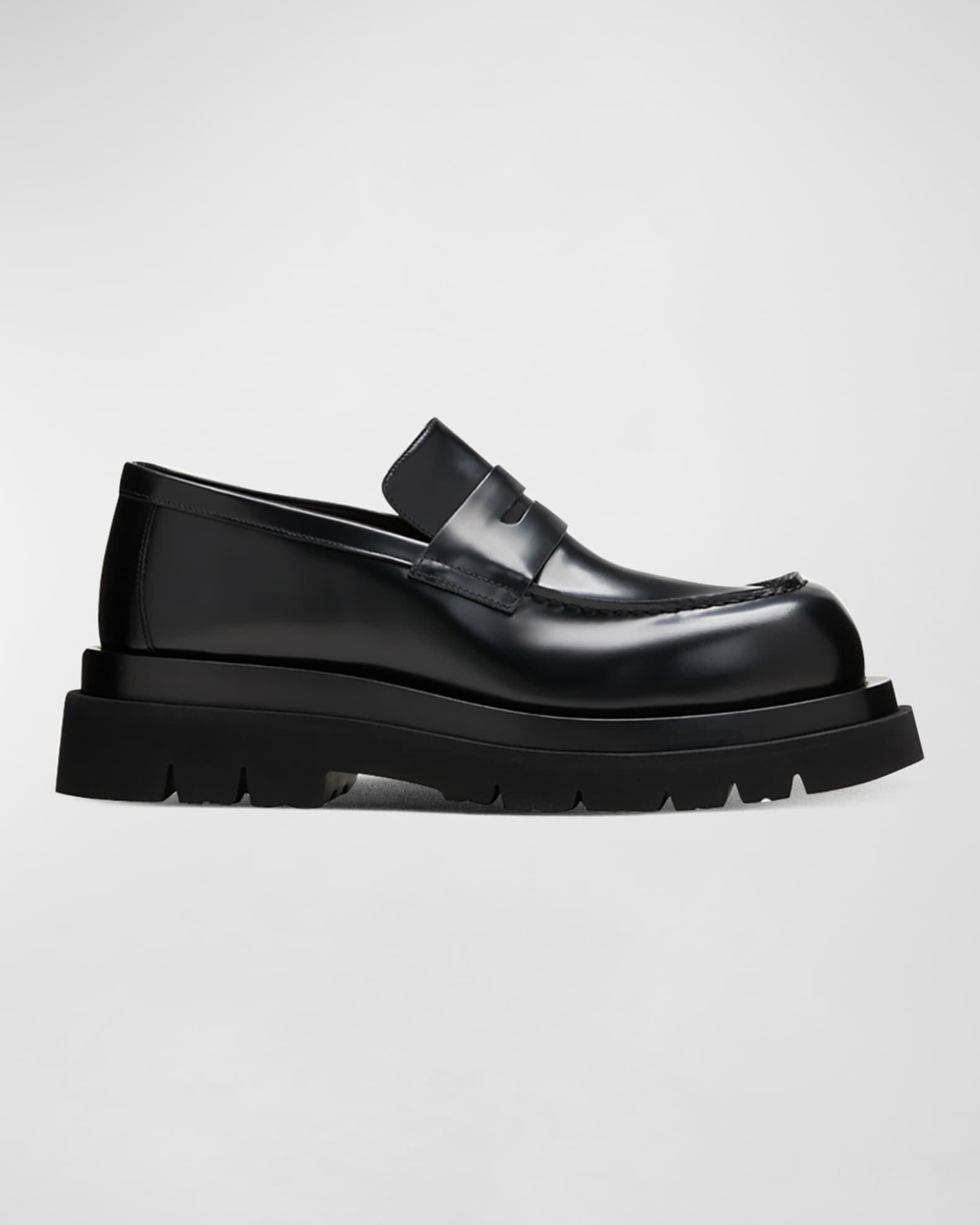 Bottega Veneta Men's Lug-Sole Leather Penny Loafers