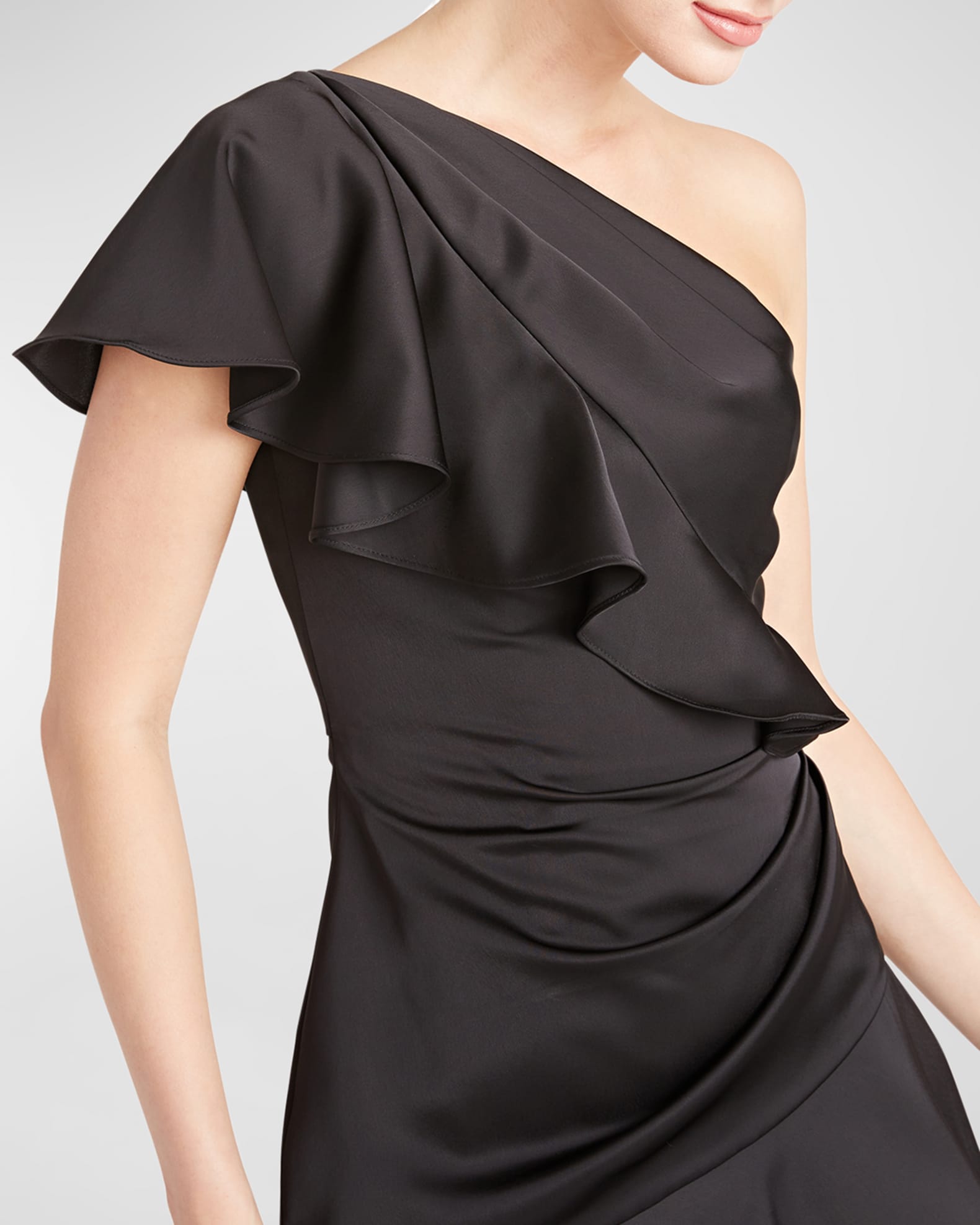 Gia Scuba Midi Dress with One Shoulder Sleeve