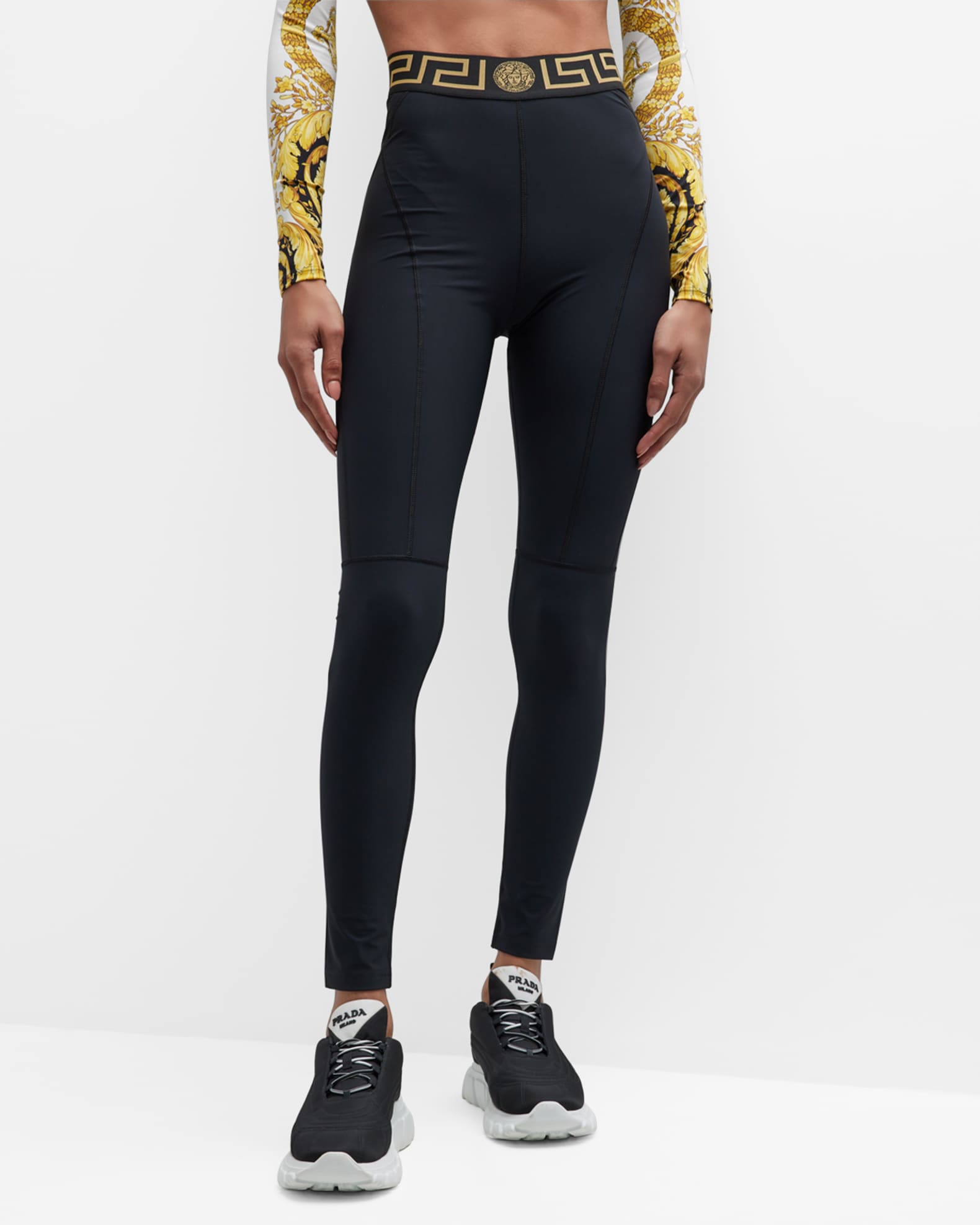 Versace Greca HighWaisted Leggings Neiman Marcus