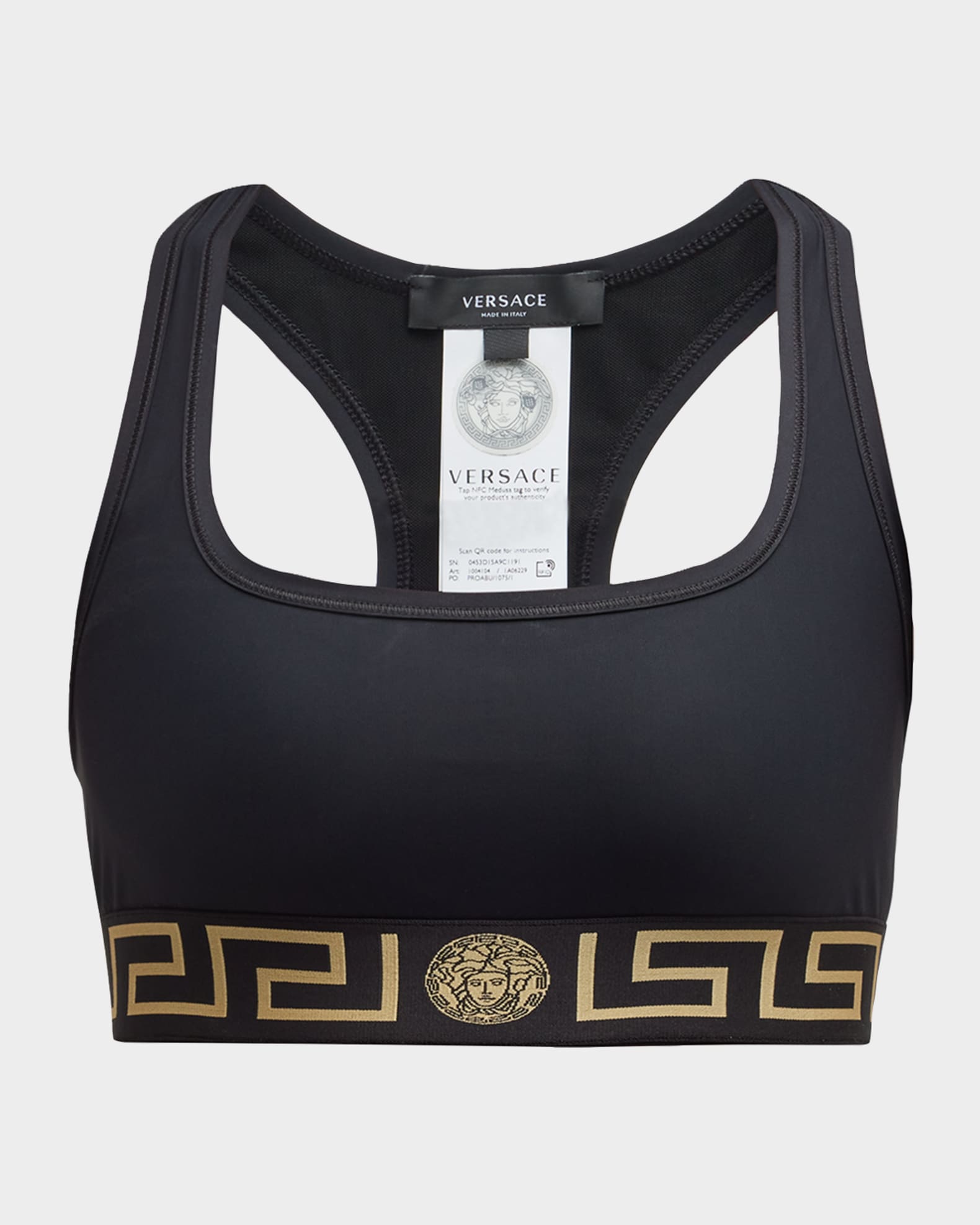 Versace Women's Greca Border Triangle Bralette Black Size 1 