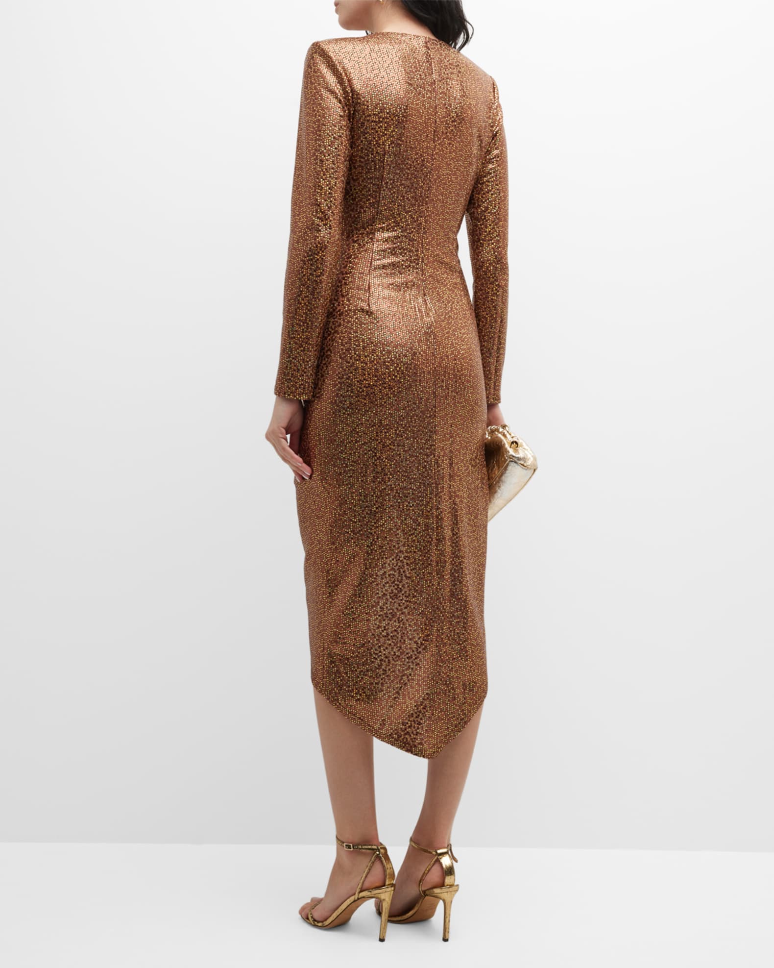 SHO Rhinestone Deep V-Neck High-Low Dress | Neiman Marcus