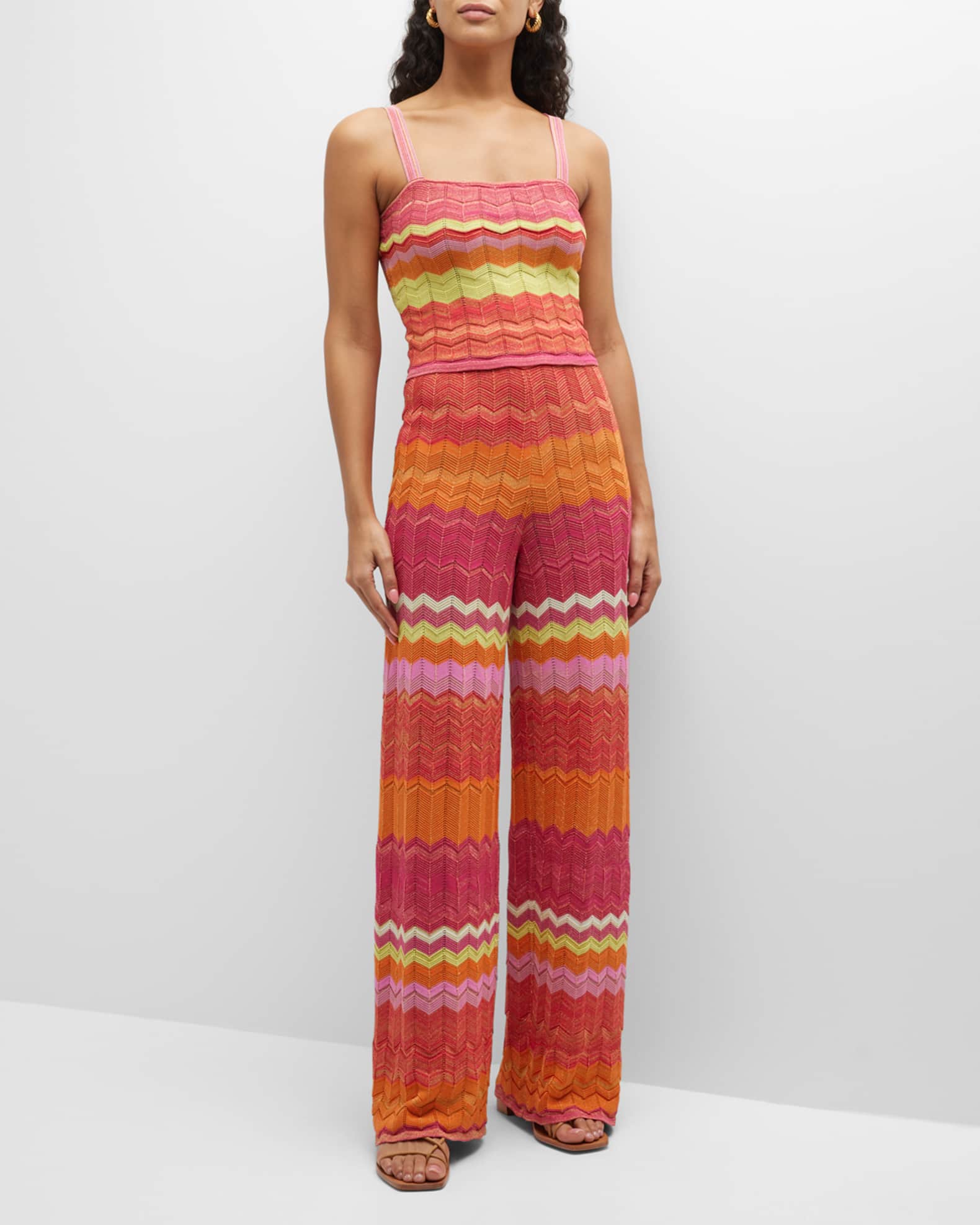 Milly Cabana Zig Zag Stitch Cropped Tank Neiman Marcus
