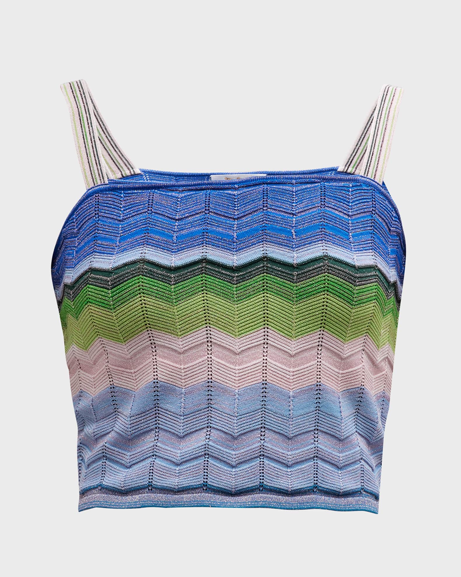 Milly Cabana Zig Zag Stitch Cropped Tank Neiman Marcus