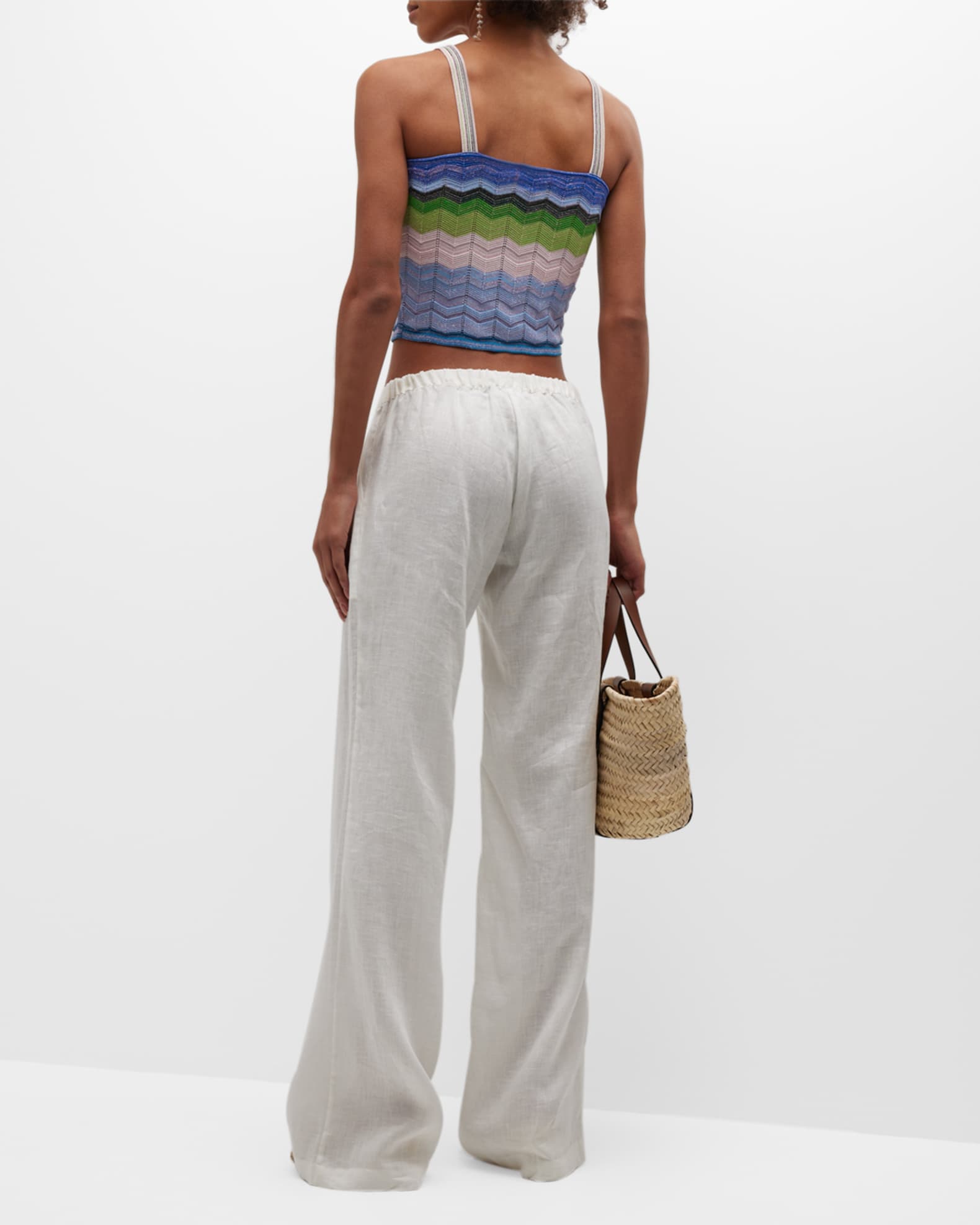 Milly Cabana Zig Zag Stitch Cropped Tank Neiman Marcus