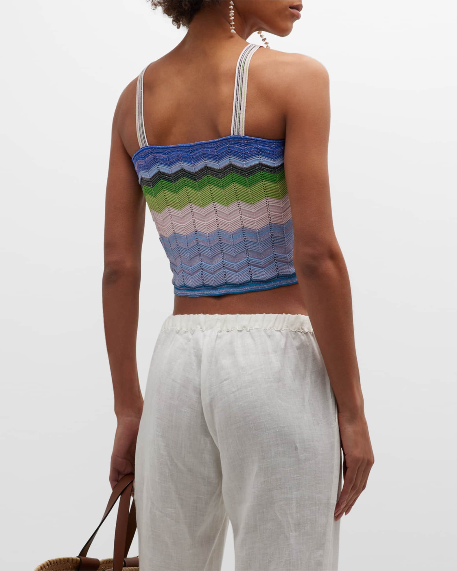 Milly Cabana Zig Zag Stitch Cropped Tank Neiman Marcus