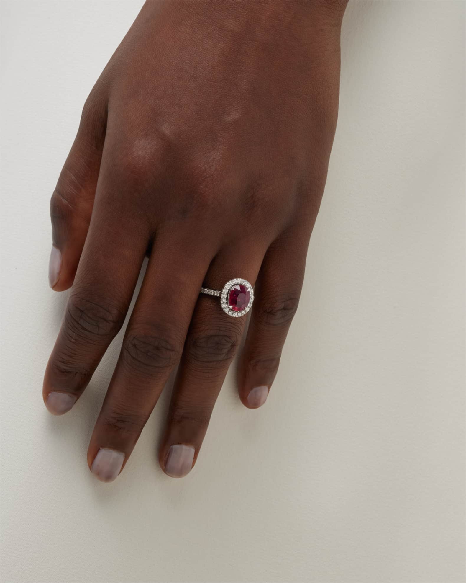 18K White Gold Diamond and Ruby Solitaire Ring, Size 6.25 1