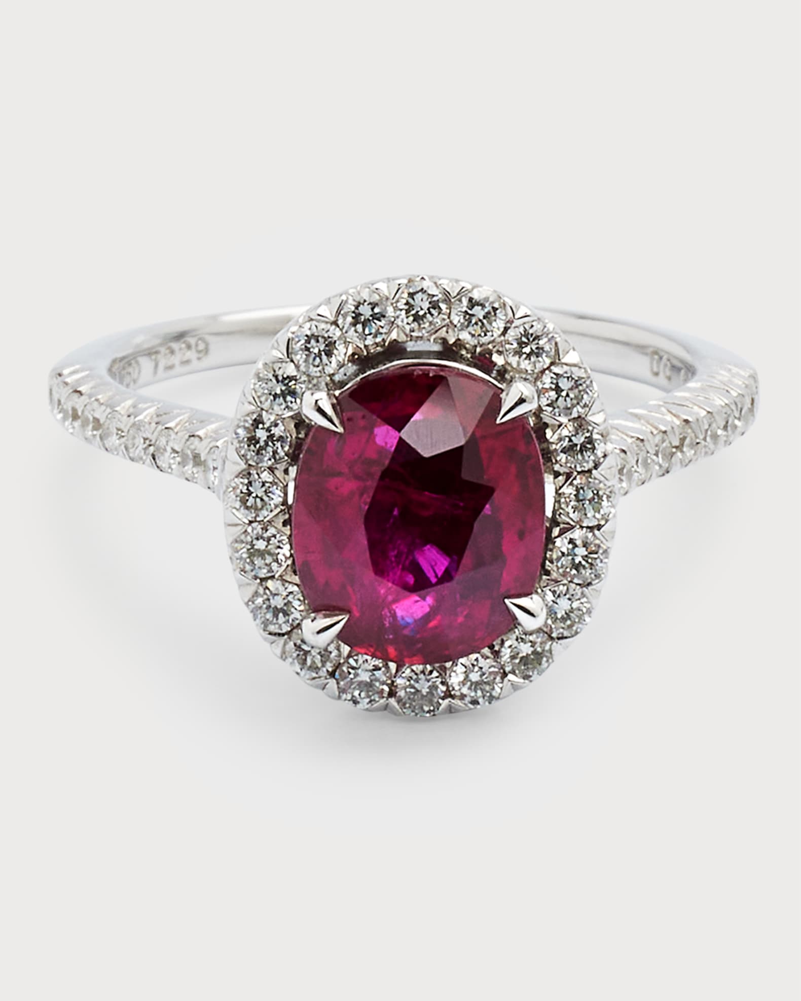 18K White Gold Diamond and Ruby Solitaire Ring, Size 6.25 0