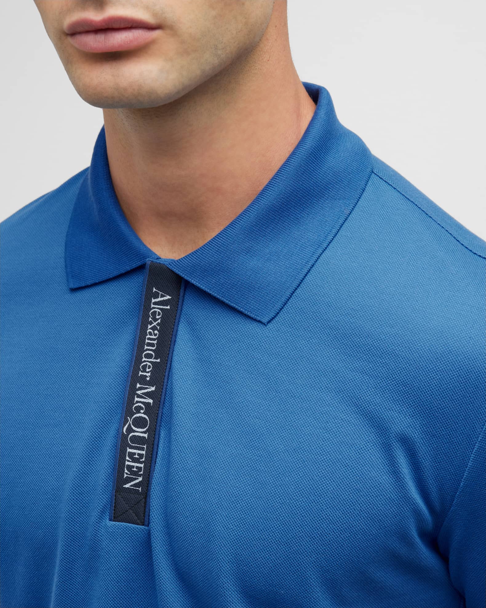 Alexander McQueen Men's Logo-Tape Polo Shirt | Neiman Marcus