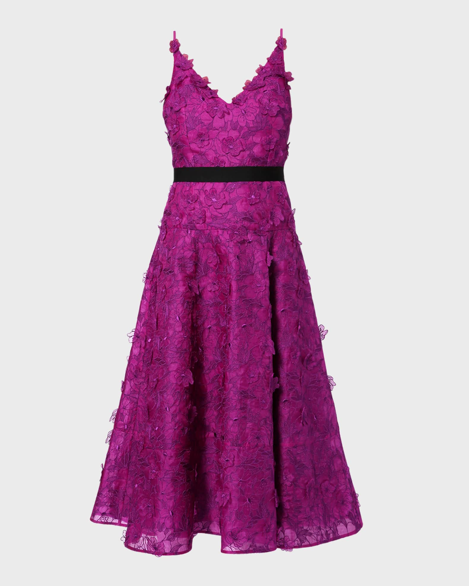 Erdem Floral Embroidered Fit&Flare Midi Dress Neiman Marcus