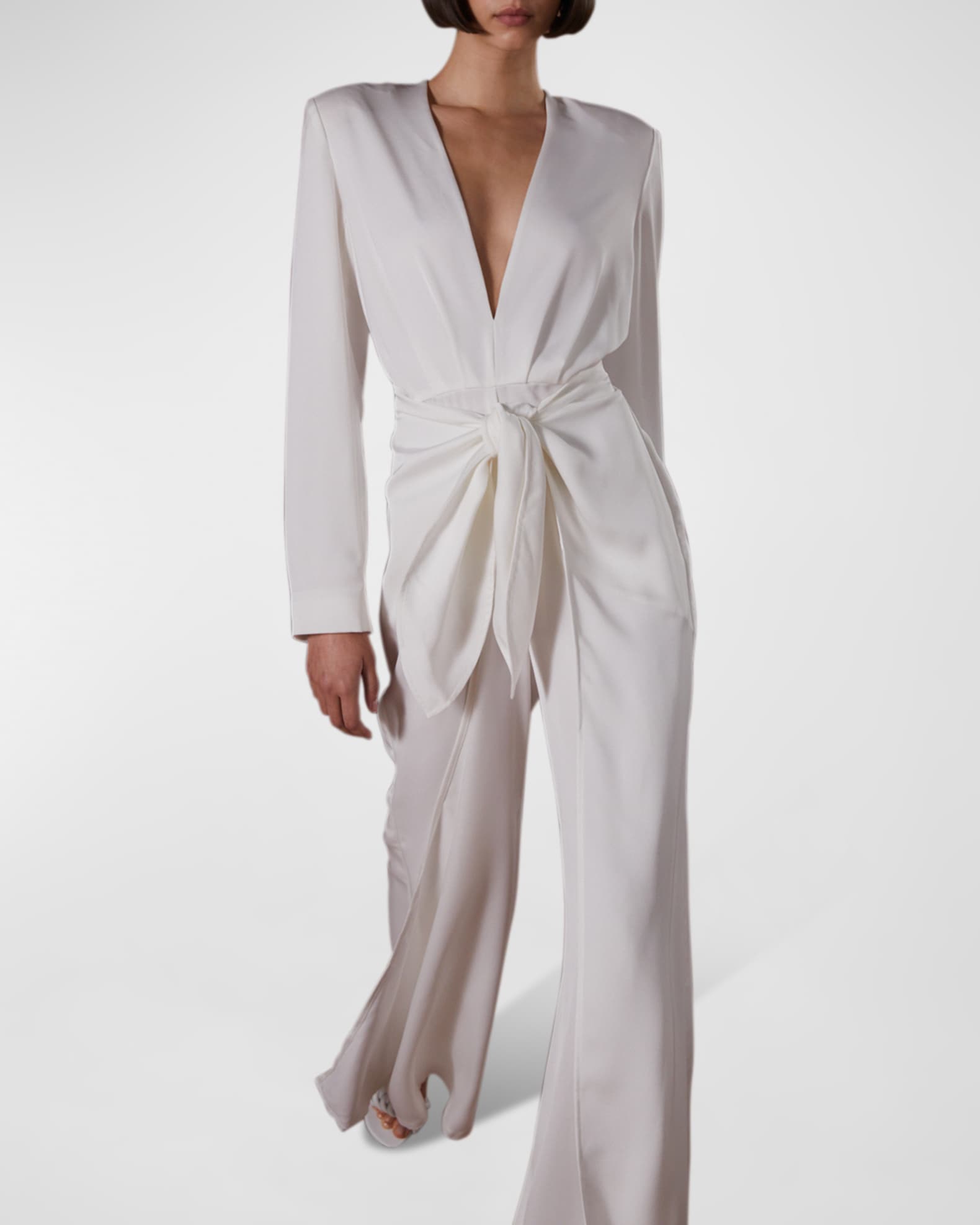 Misha Lotti Deep VNeck WideLeg Satin Jumpsuit Neiman Marcus