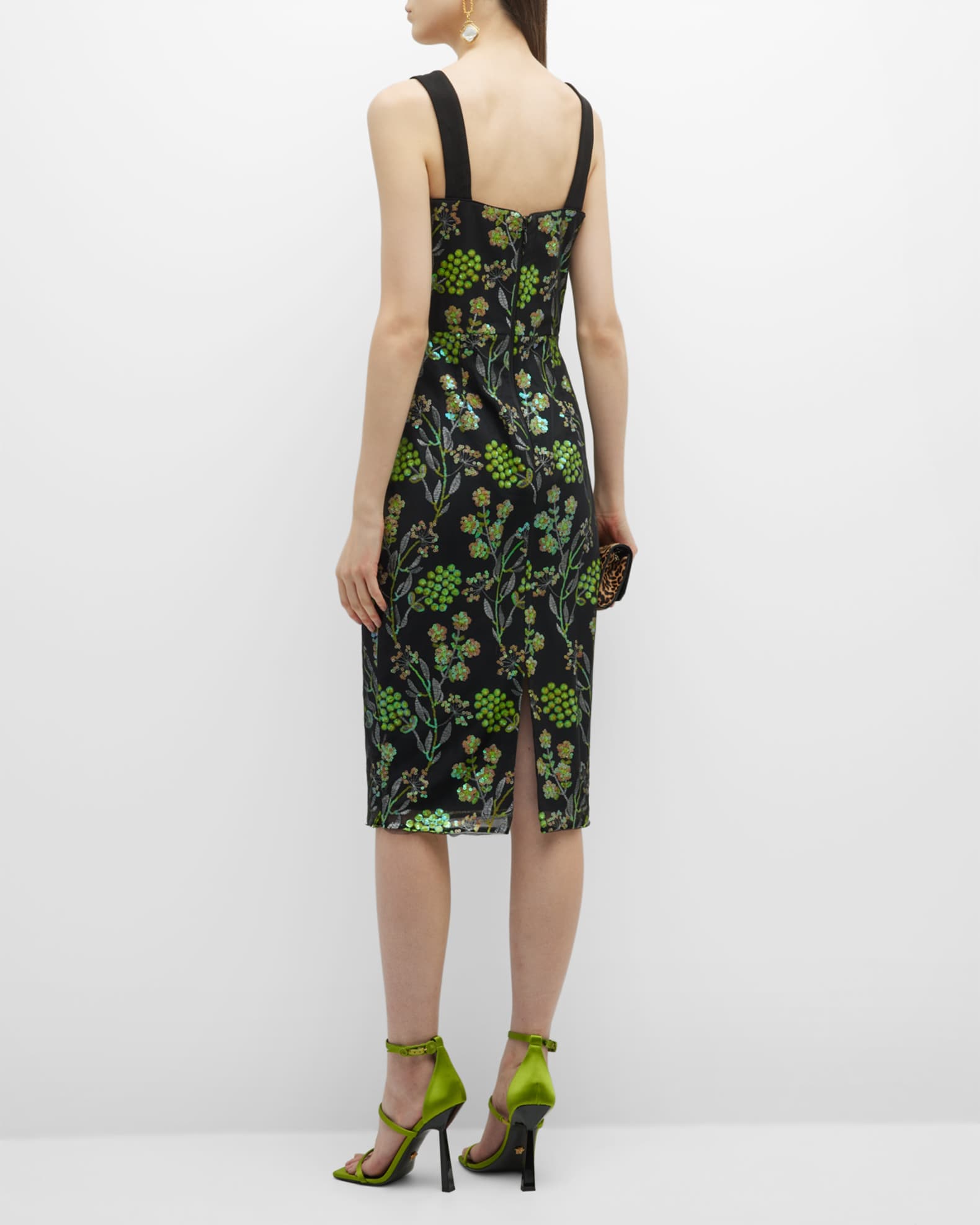 Dress The Population Nicole Floral Sequin Sweetheart Midi Dress