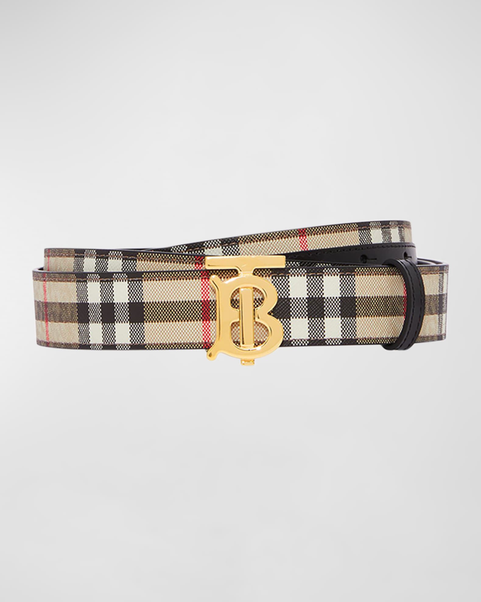 Burberry 35mm Beige TB Checkered Belt New