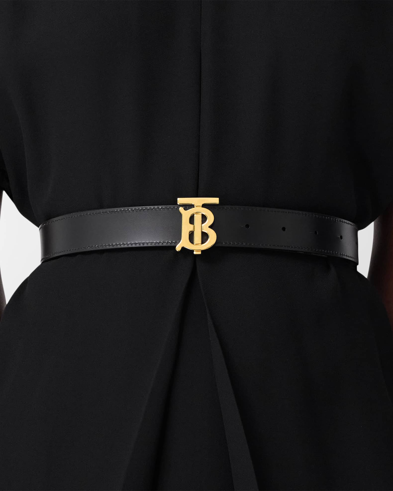 Burberry Black/Brown Leather Reversible Monogram Motif Buckle Belt M  Burberry