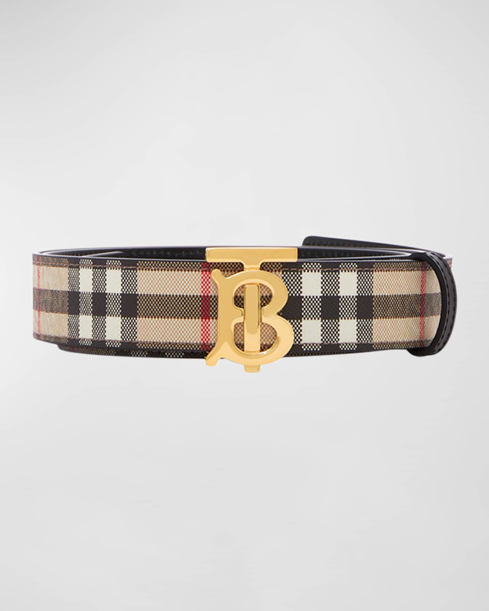 Burberry Black/Brown Leather Reversible Monogram Motif Buckle Belt M  Burberry