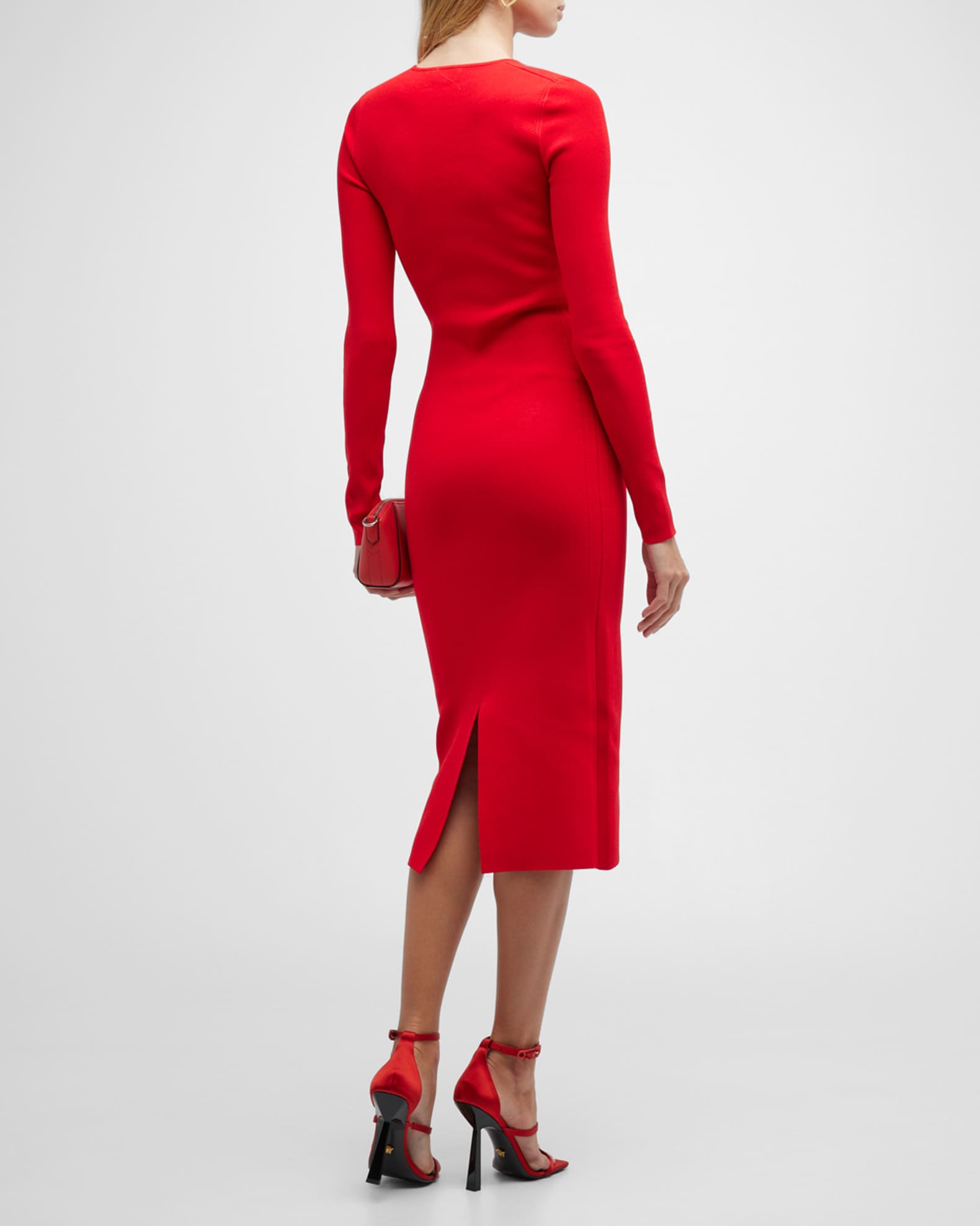 Victoria Beckham VB Body Deep V Midi Dress | Neiman Marcus