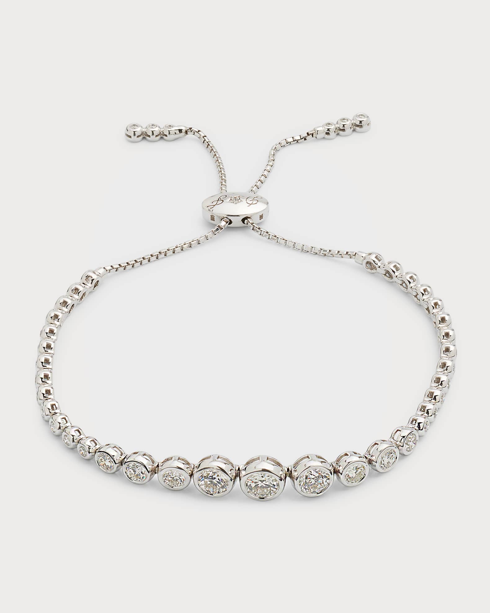 Cassidy Diamonds 18K White Gold Adjustable Diamond Bezel Bracelet ...