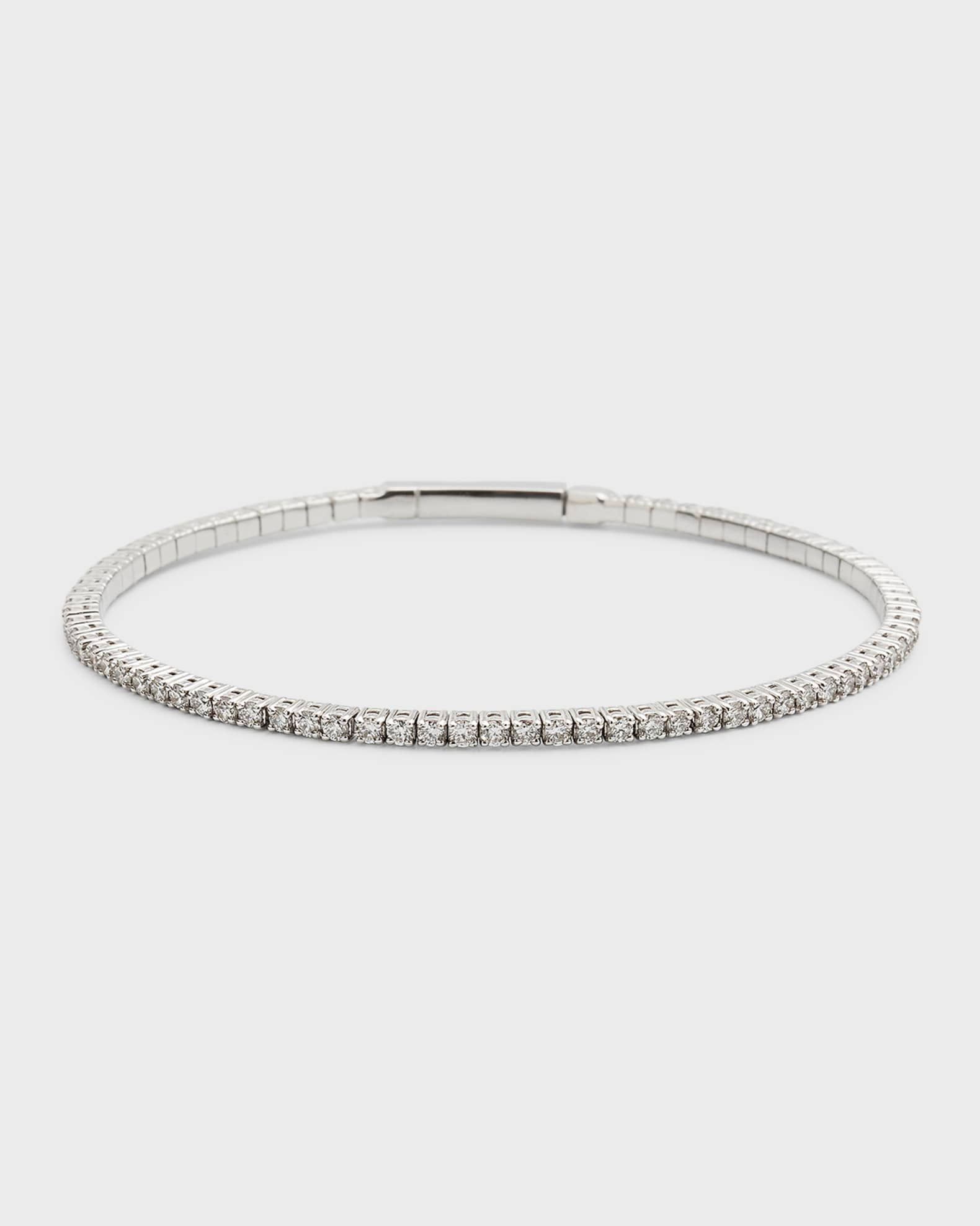 18K White Gold Diamond Bangle Bracelet 0