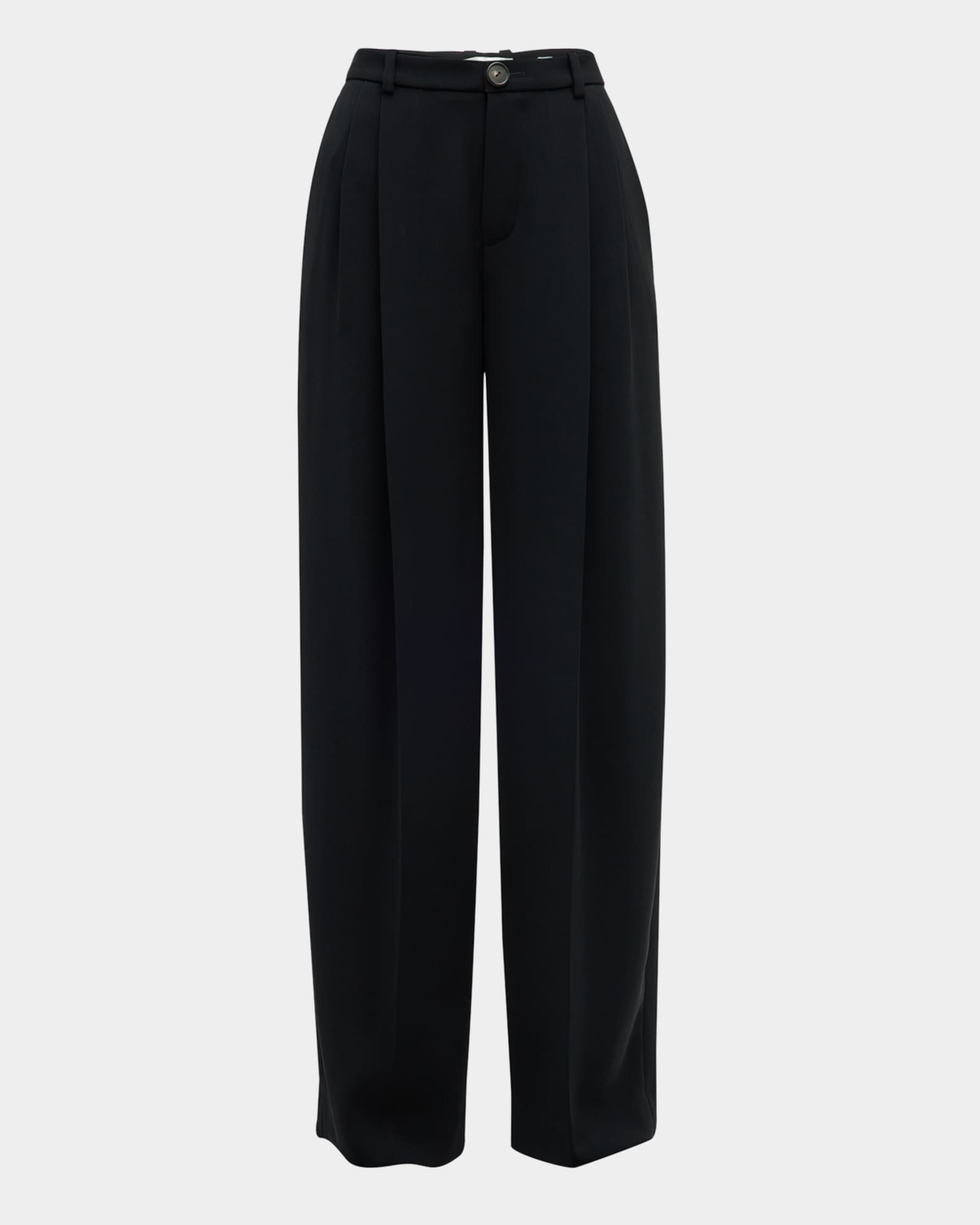 Drop-Waist Pleated Crepe Trousers 0