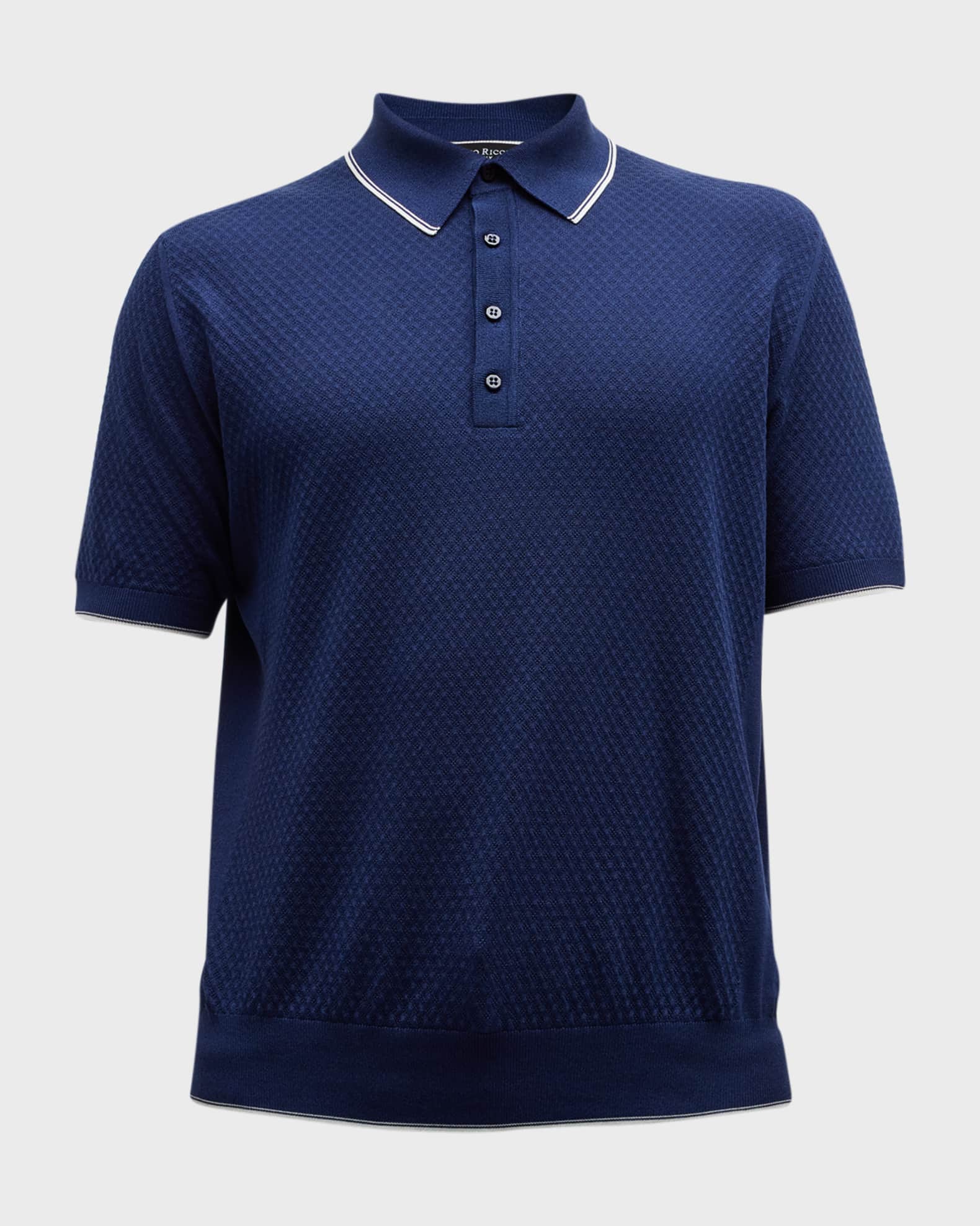 Stefano Ricci Men's Silk-Cotton Polo Sweater | Neiman Marcus