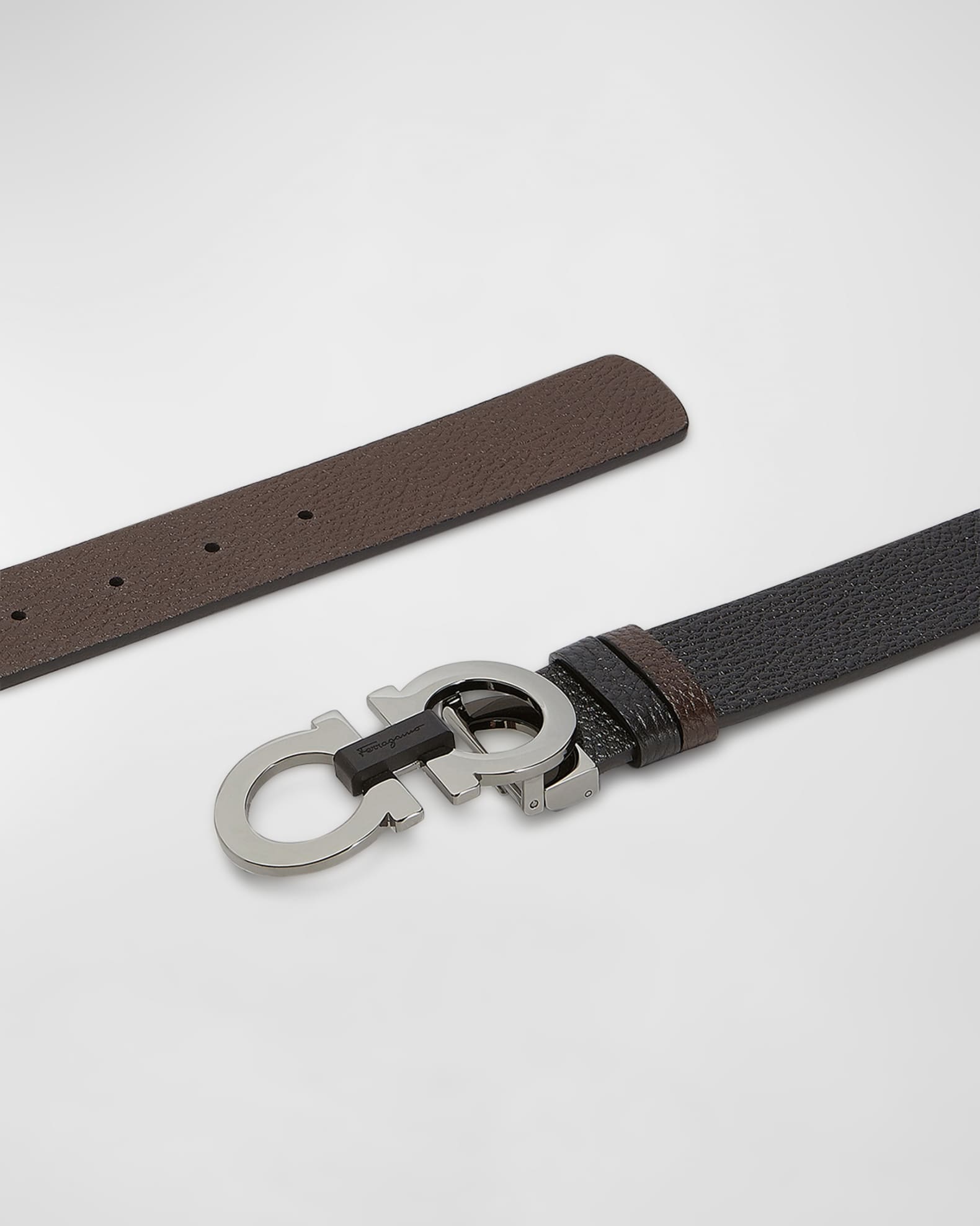 Men's Double Adjustable Reversible Leather Gancini Belt 1