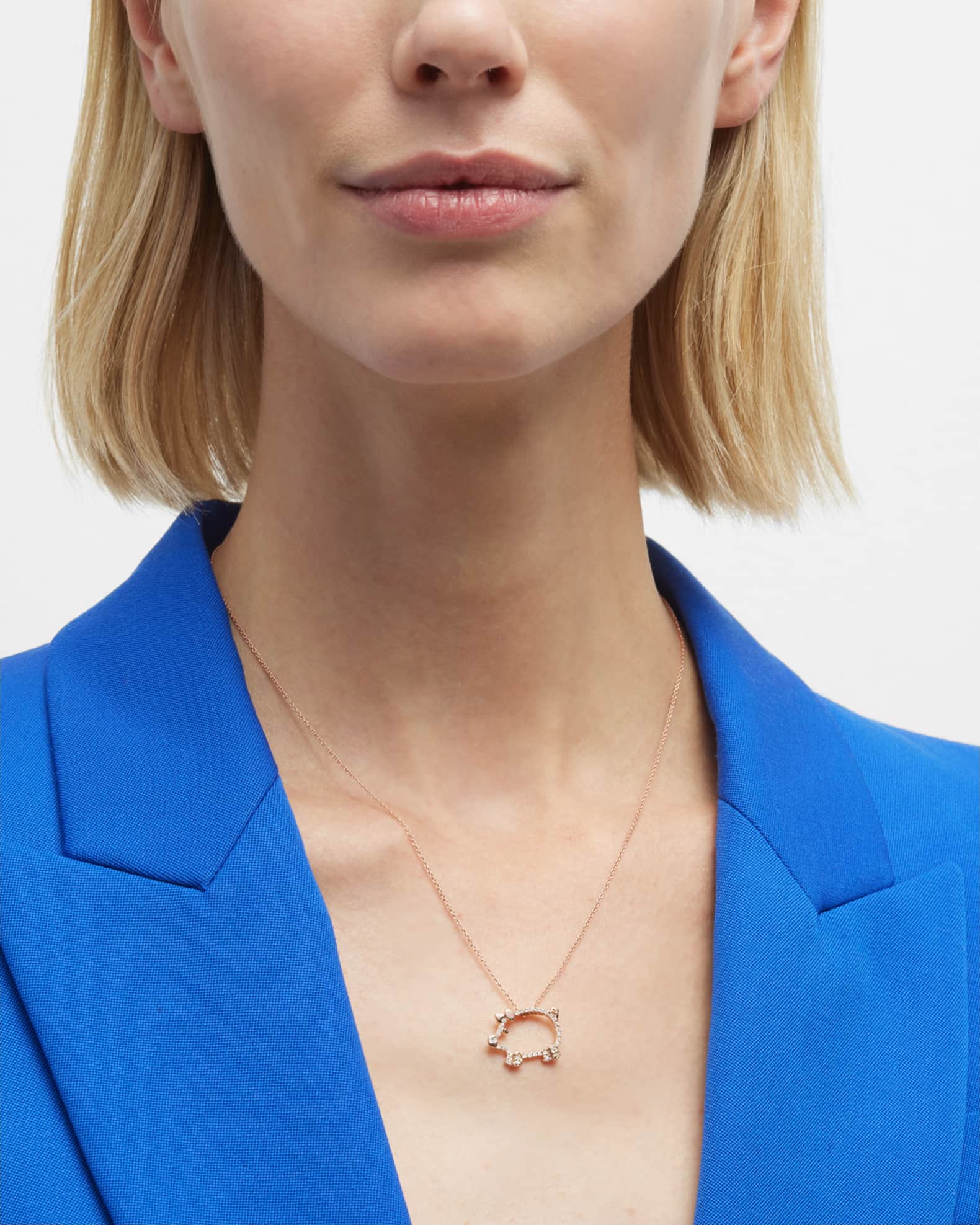 Diamond pig necklace hot sale