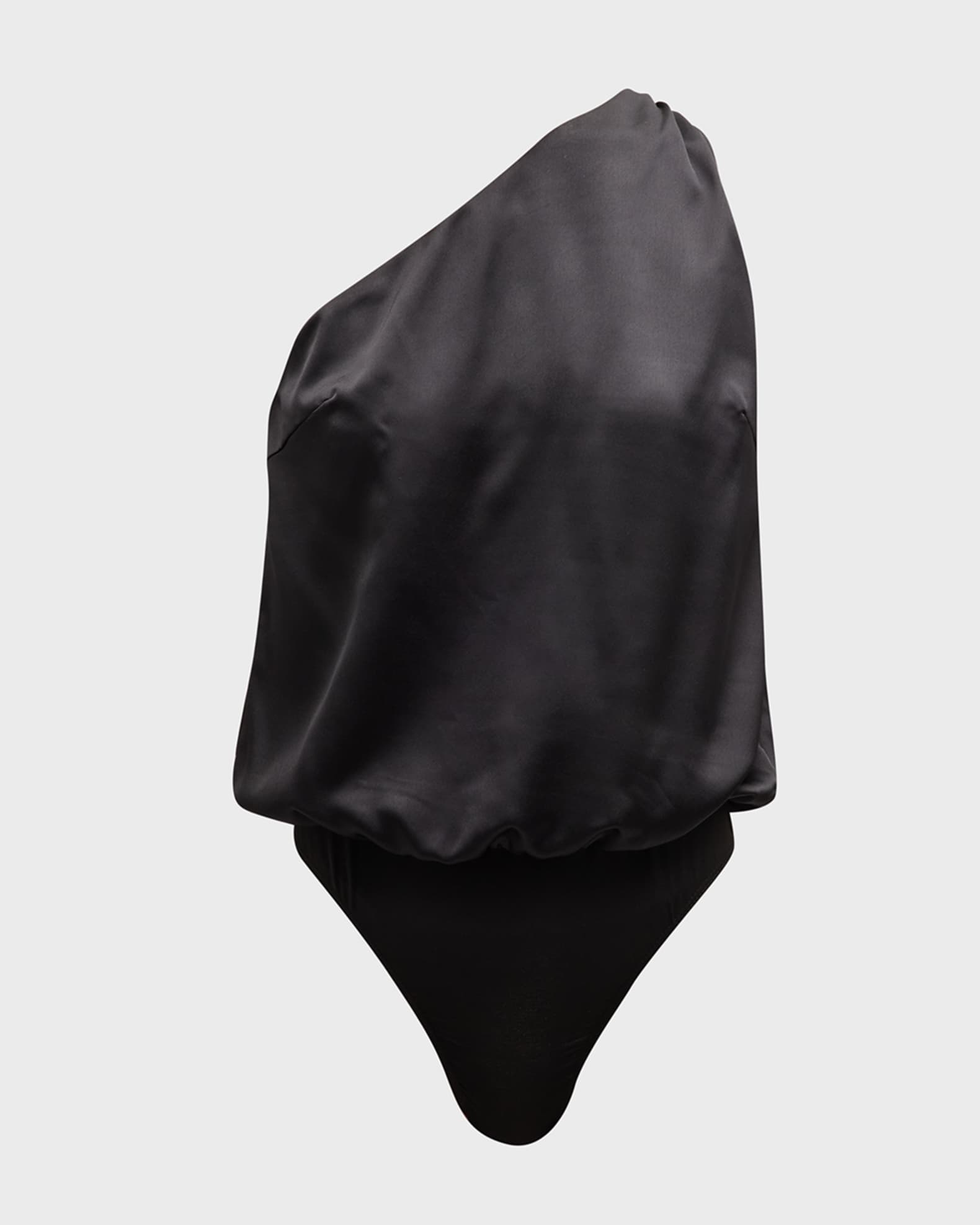 LBLC THE LABEL Parker Asymmetric Satin Bodysuit | Neiman Marcus