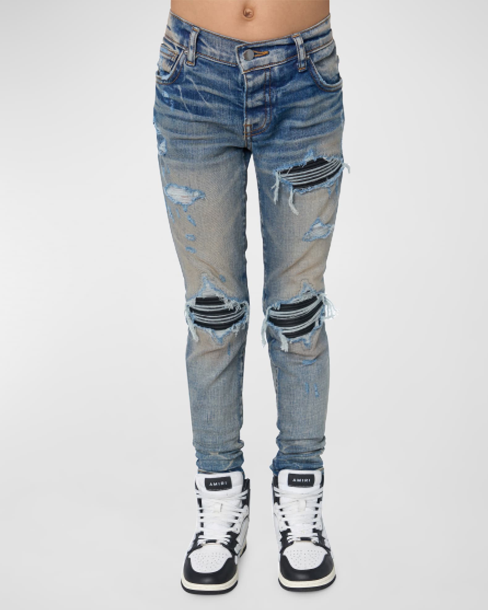 Amiri Boy's Distressed Medium Wash Jeans, Size 4-12