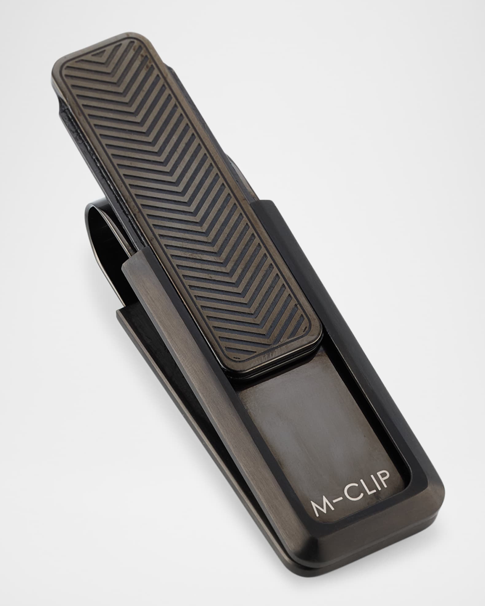 Men's Chevron IP Black Stainless Steel Money Clip 1