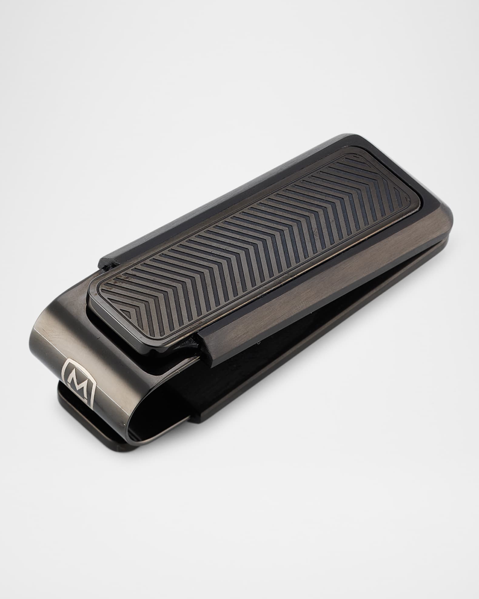 Men's Chevron IP Black Stainless Steel Money Clip 0