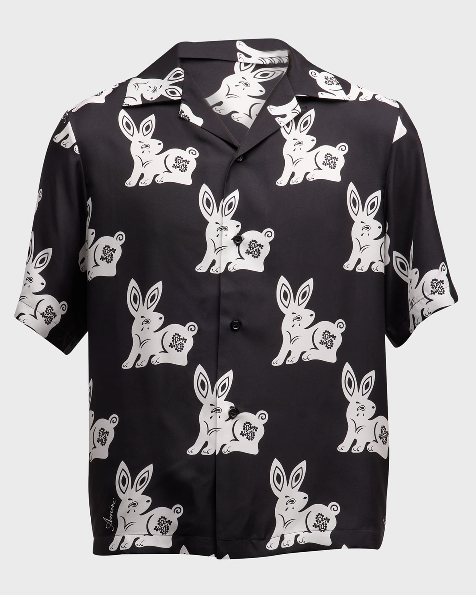 Amiri Men's Allover Rabbit-Print Bowling Shirt | Neiman Marcus